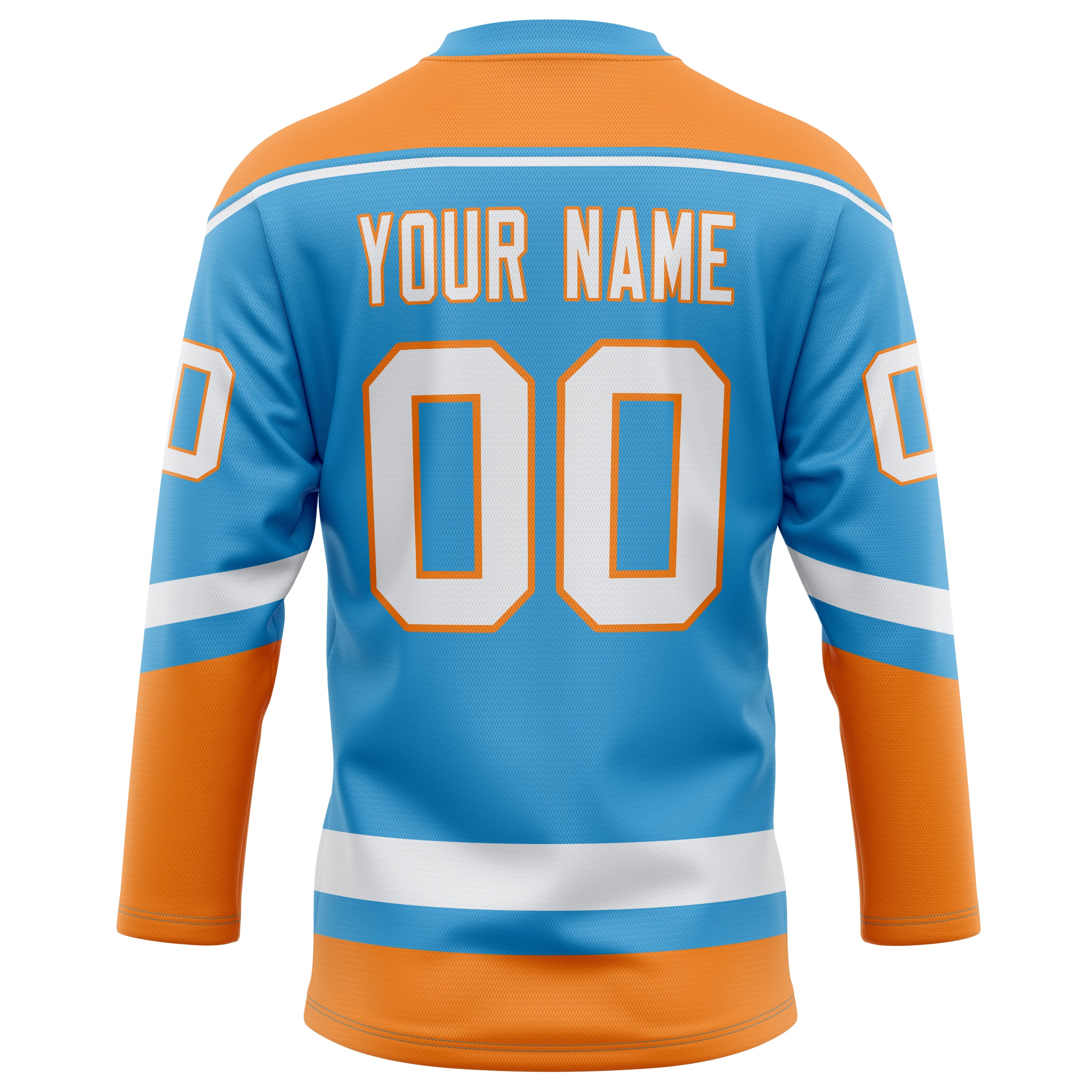 Personalized Sky & Blue Orange Solid Colour Hockey Jersey