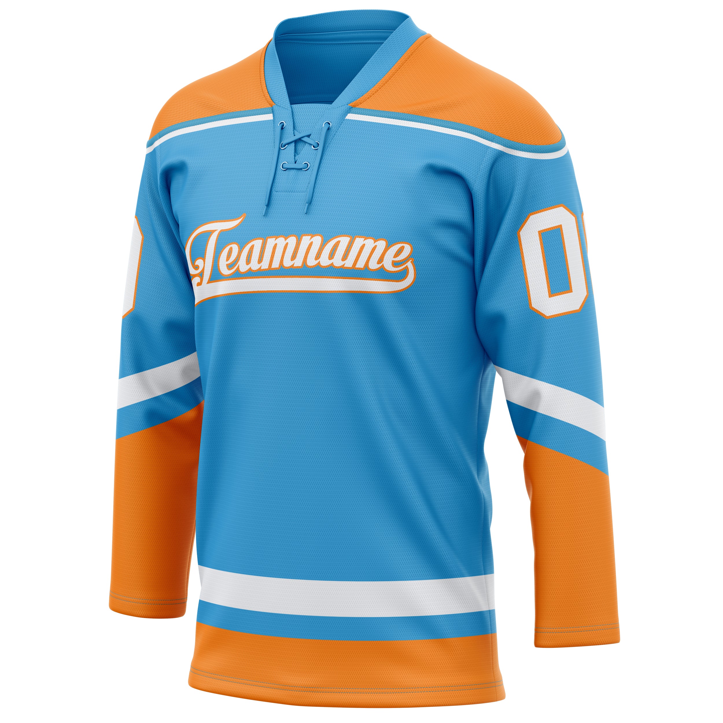 Personalized Sky & Blue Orange Solid Colour Hockey Jersey