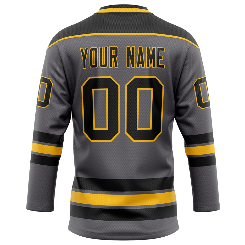 Personalized Steel & Gray Black Solid Colour Hockey Jersey