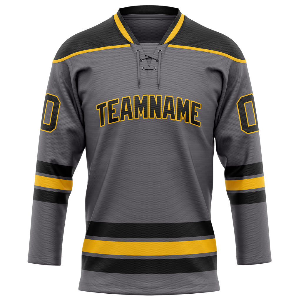 Personalized Steel & Gray Black Solid Colour Hockey Jersey