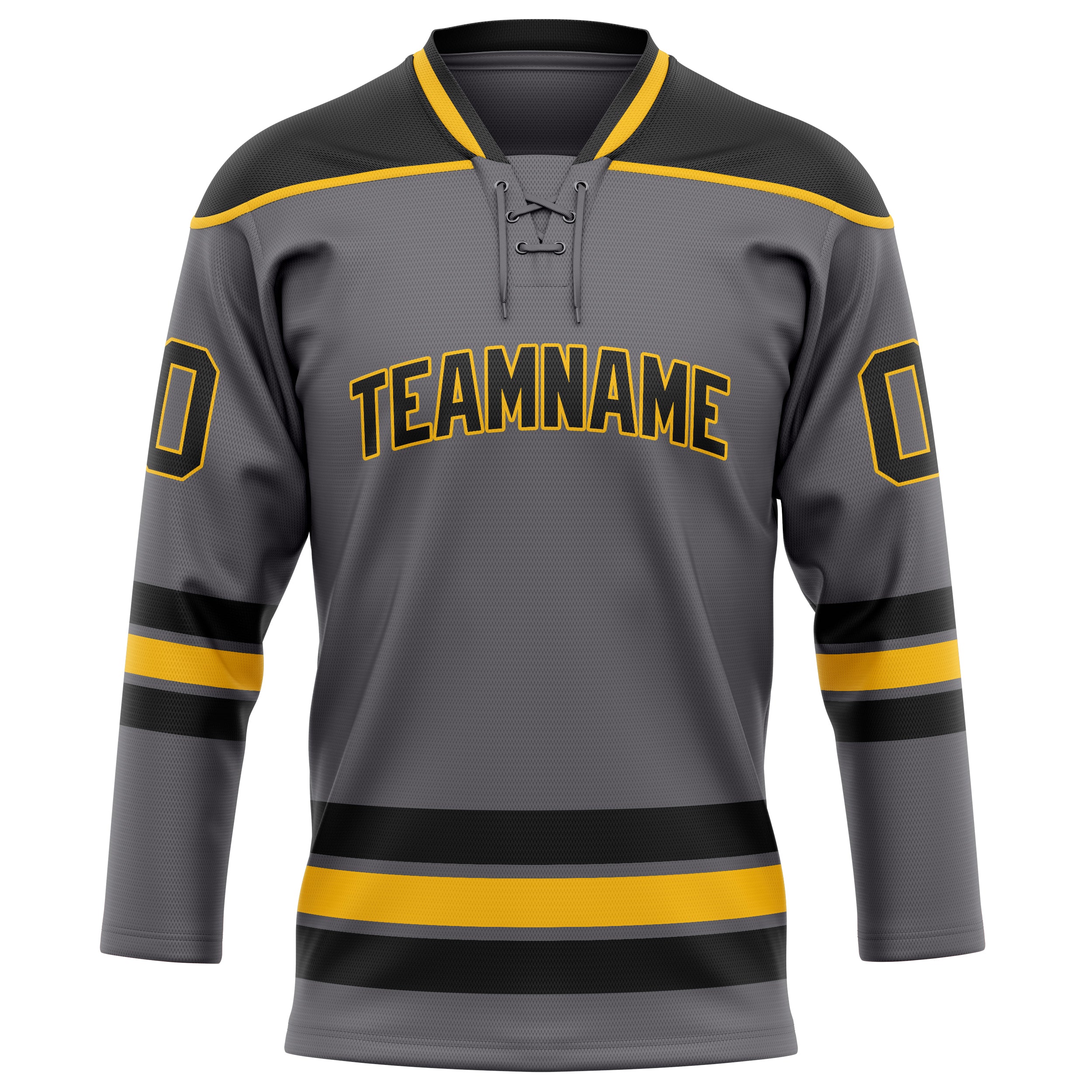 Personalized Steel & Gray Black Solid Colour Hockey Jersey