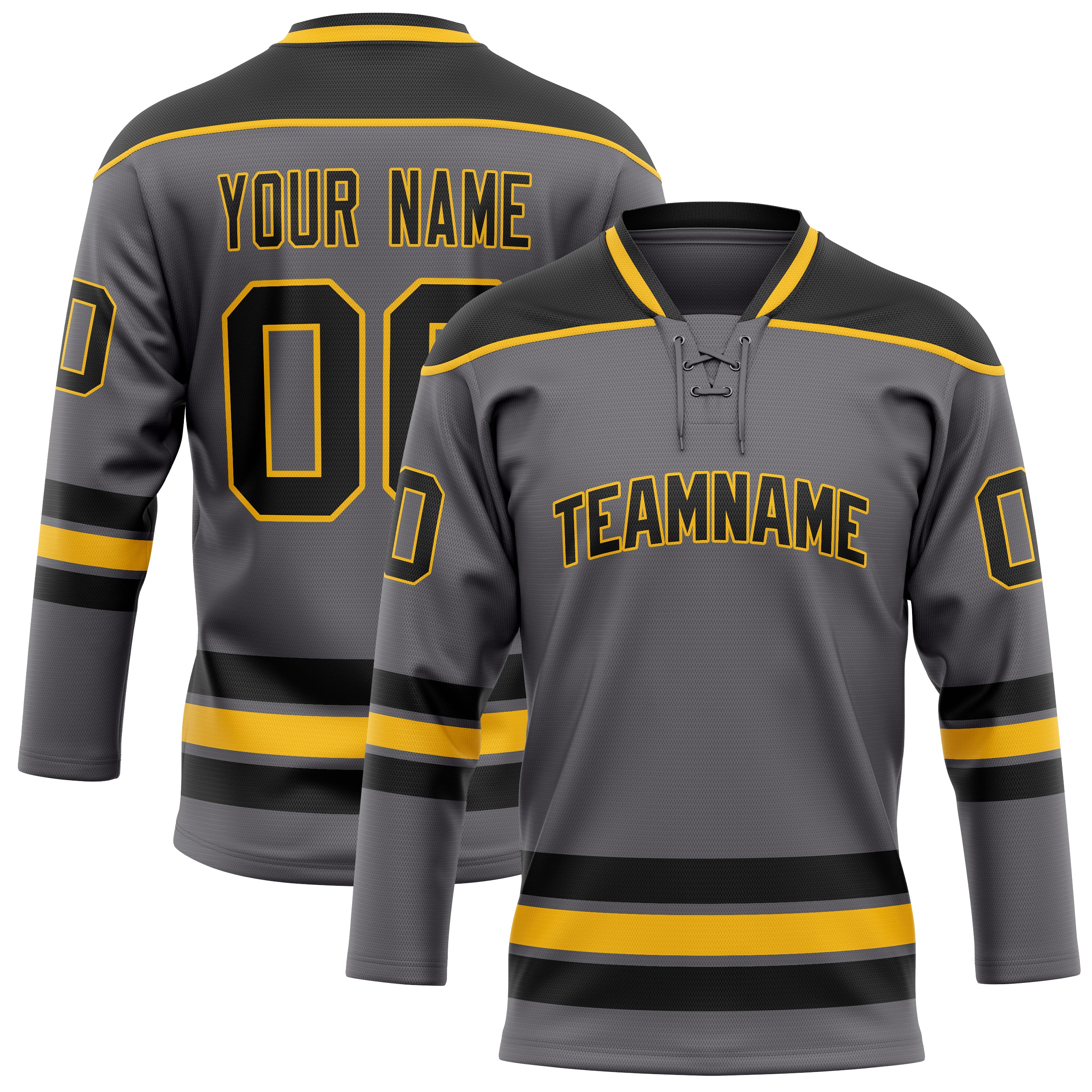 Personalized Steel & Gray Black Solid Colour Hockey Jersey