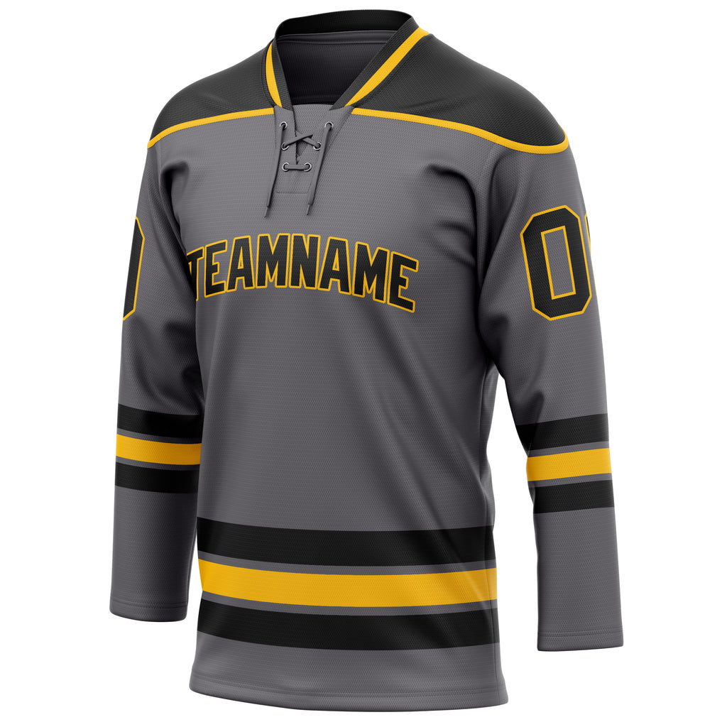 Personalized Steel & Gray Black Solid Colour Hockey Jersey