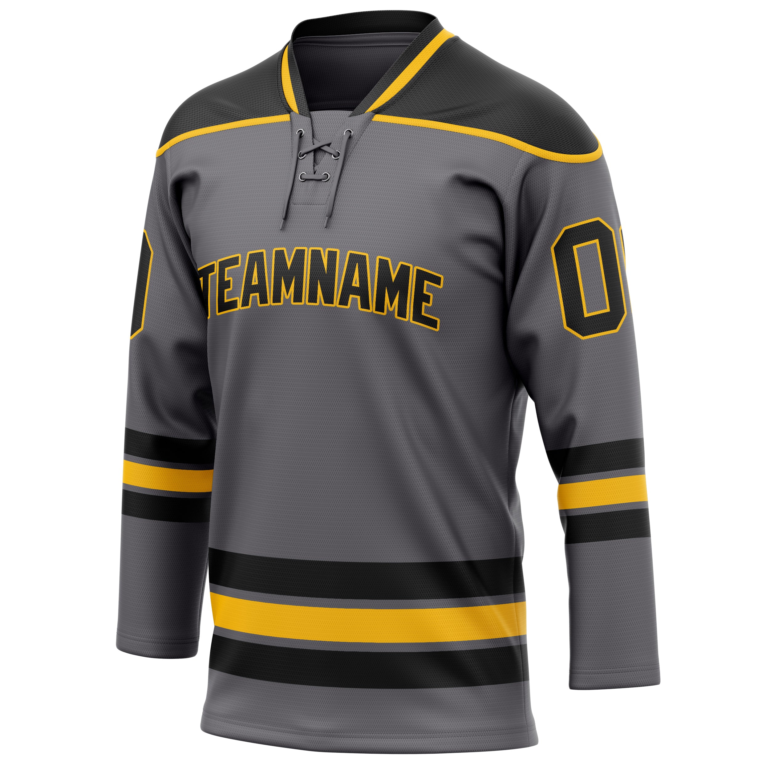 Personalized Steel & Gray Black Solid Colour Hockey Jersey