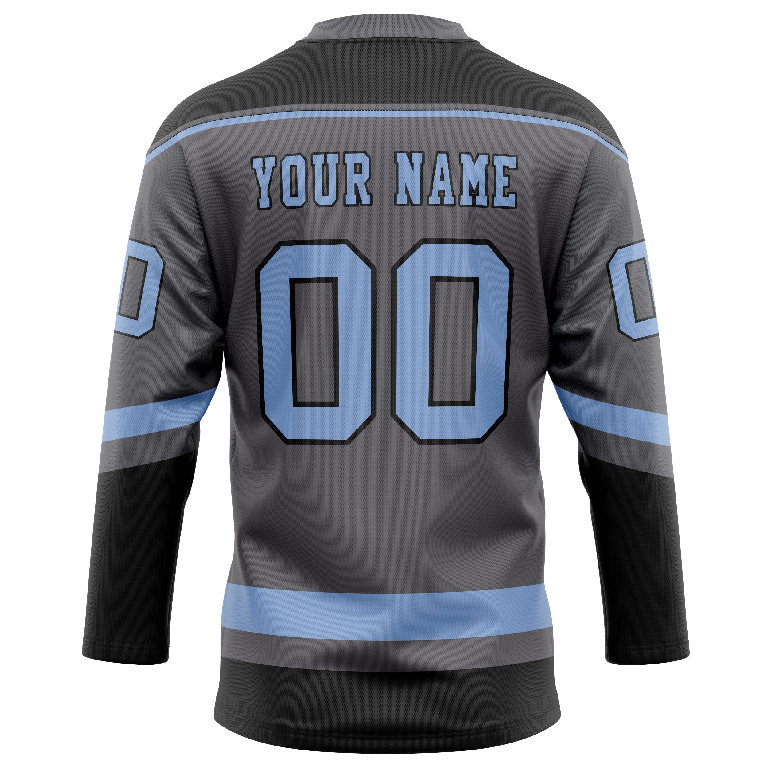 Personalized Steel & Gray Light Blue Solid Colour Hockey Jersey