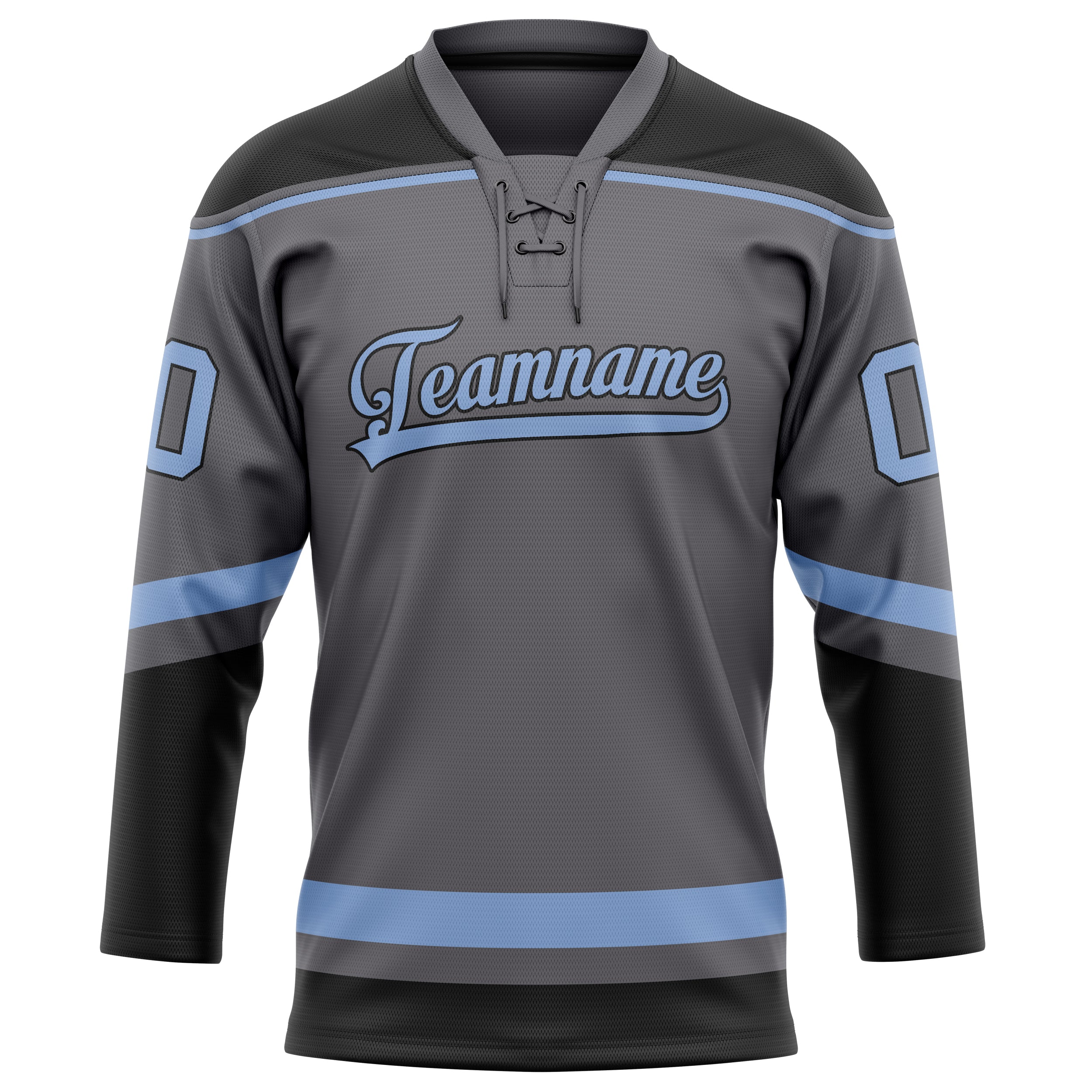 Personalized Steel & Gray Light Blue Solid Colour Hockey Jersey