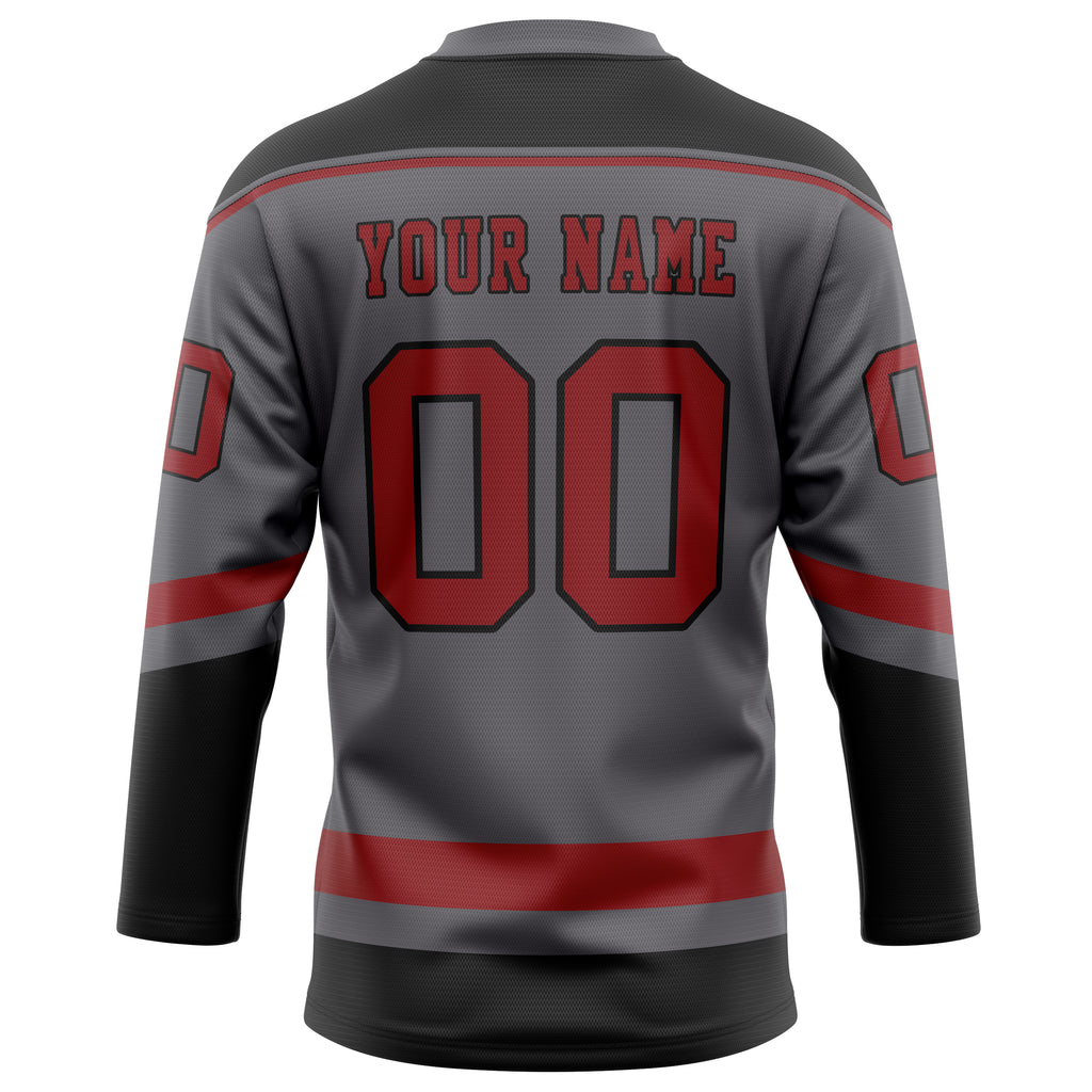 Personalized Steel & Gray Red Solid Colour Hockey Jersey