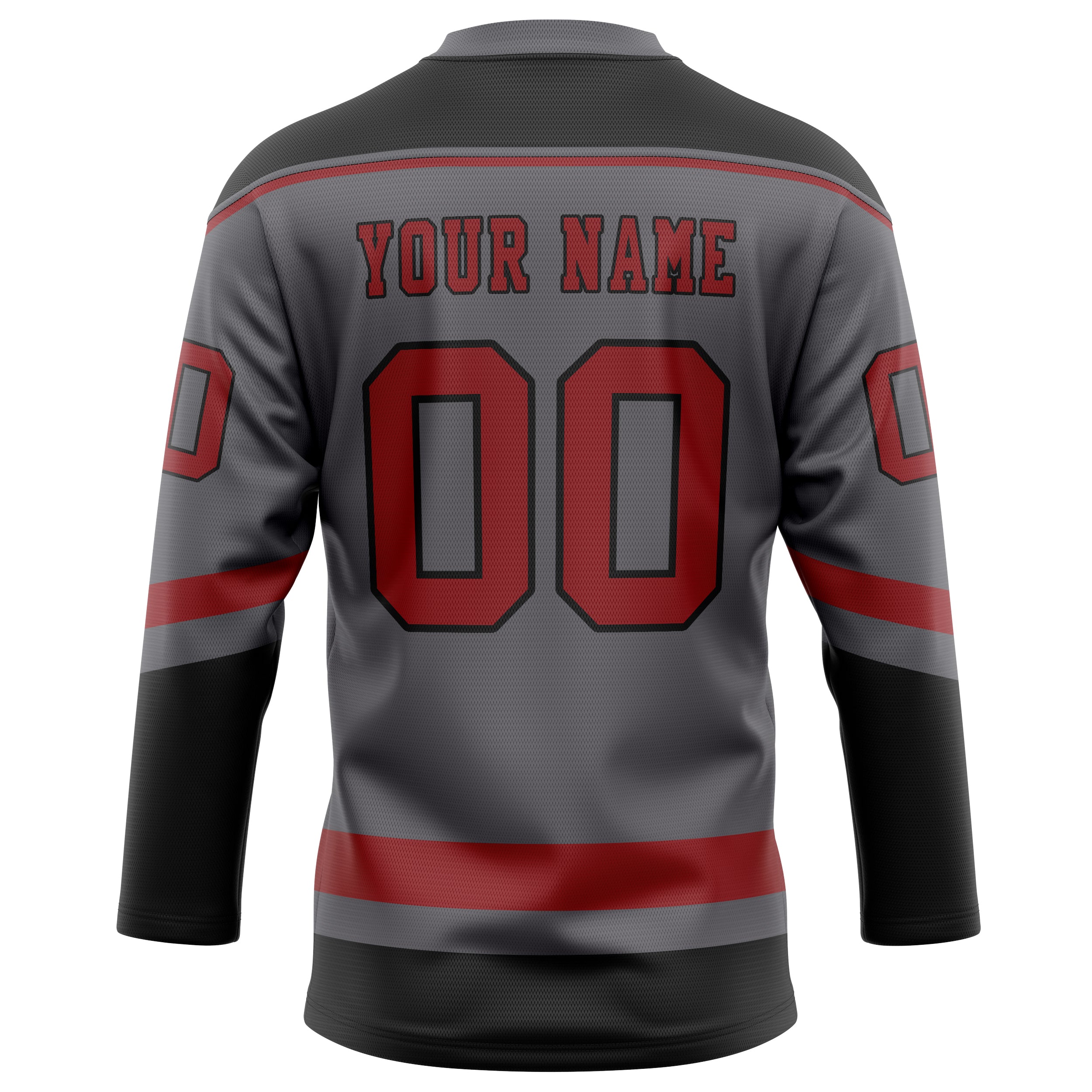 Personalized Steel & Gray Red Solid Colour Hockey Jersey