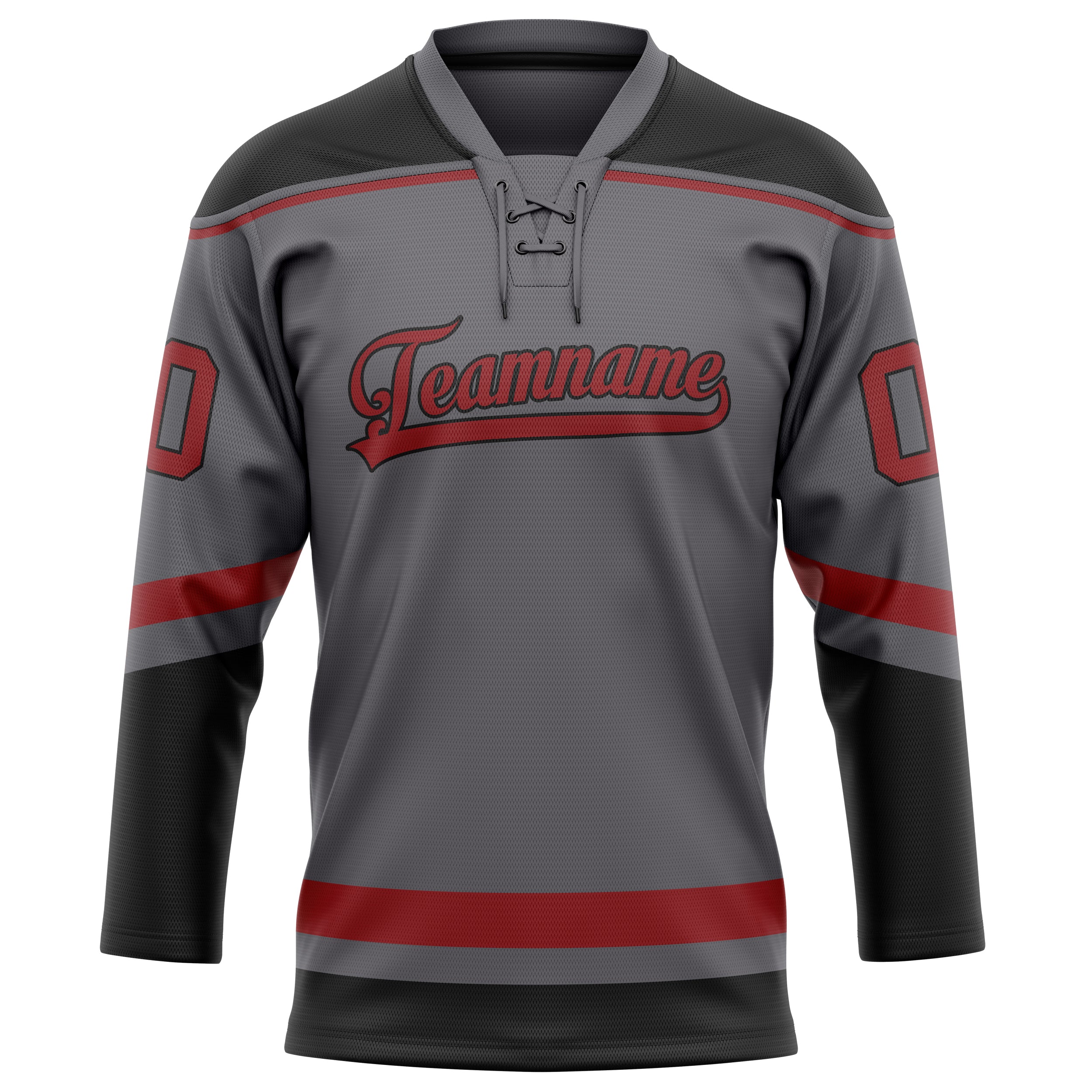 Personalized Steel & Gray Red Solid Colour Hockey Jersey