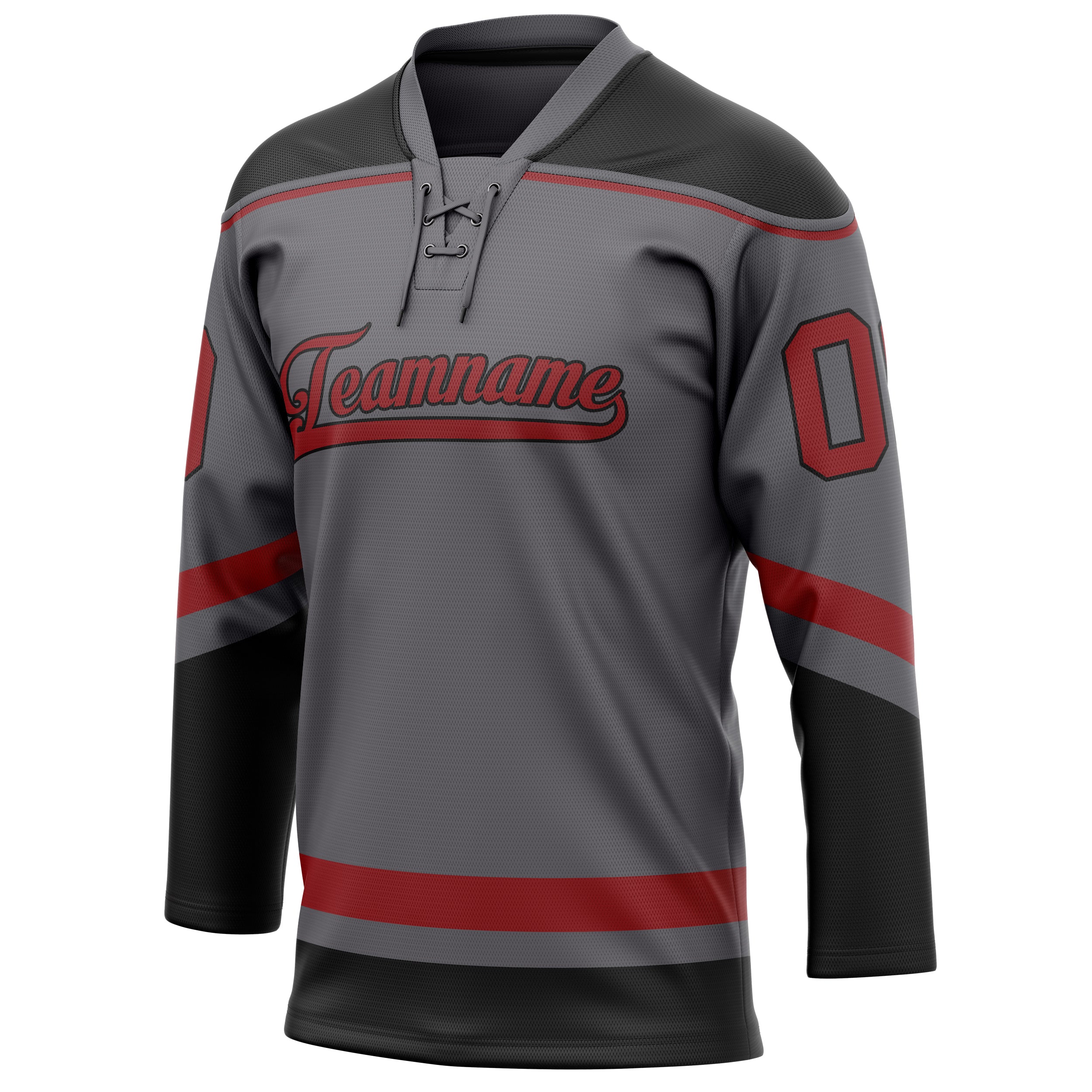 Personalized Steel & Gray Red Solid Colour Hockey Jersey