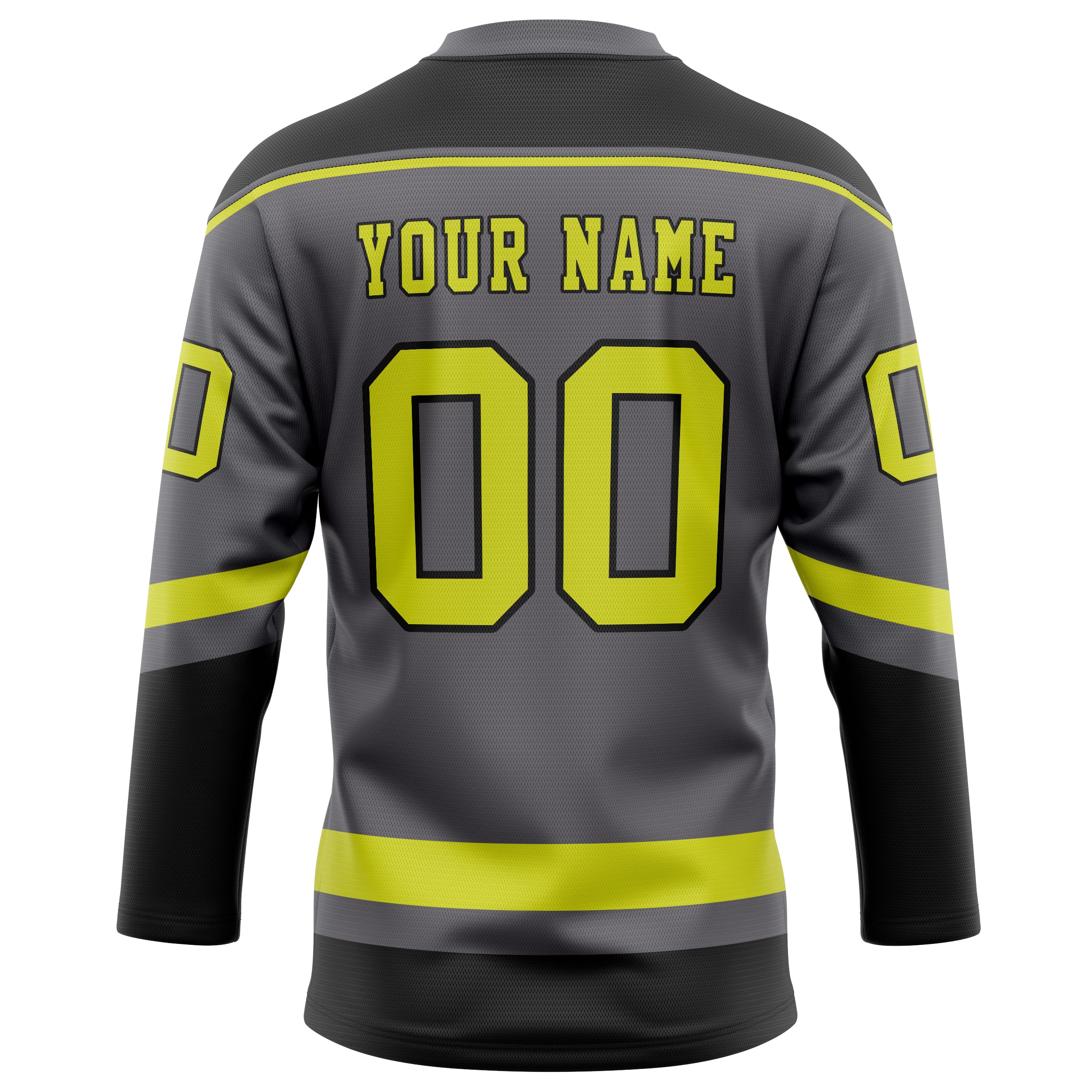 Personalized Steel & Gray Neon Yellow Solid Colour Hockey Jersey
