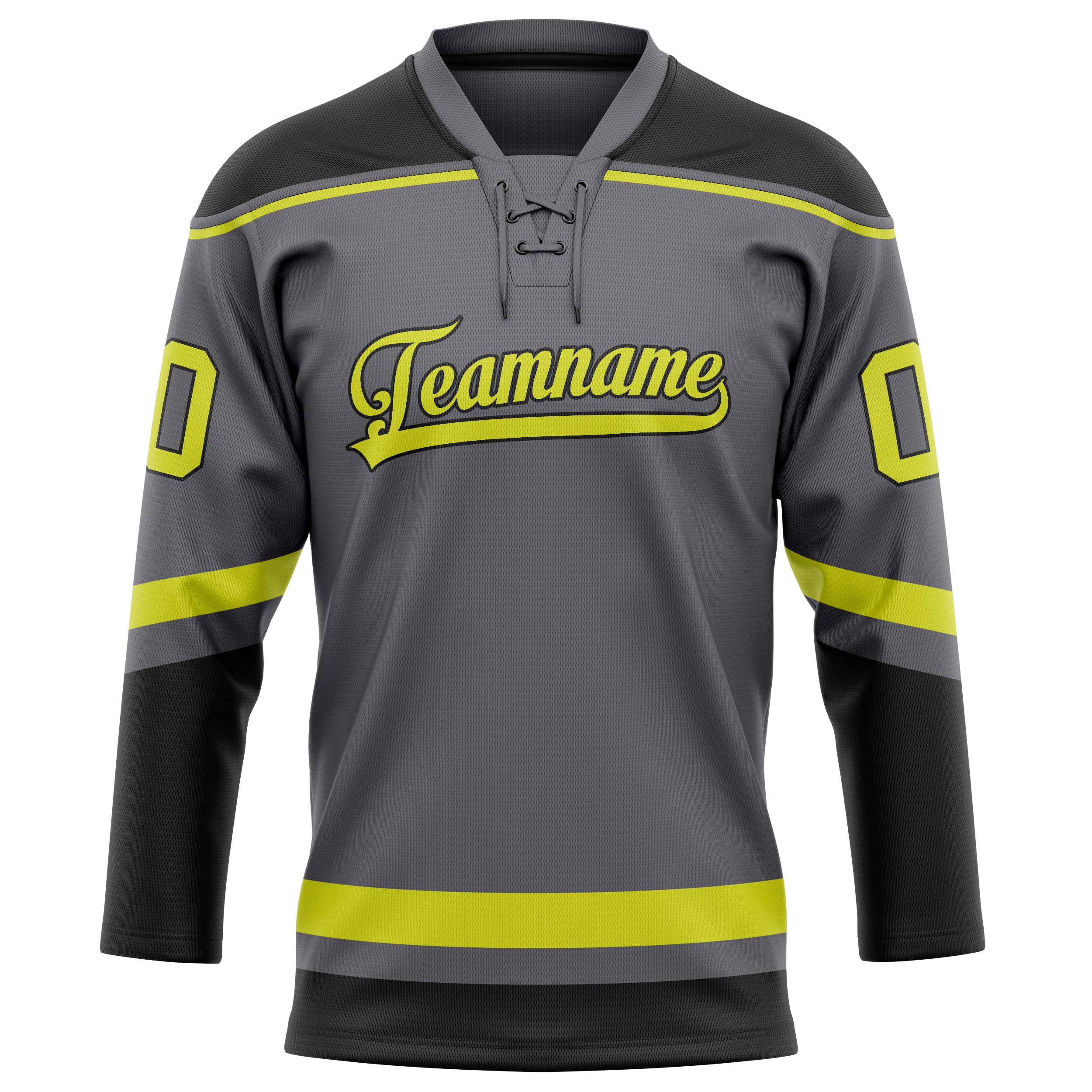 Personalized Steel & Gray Neon Yellow Solid Colour Hockey Jersey