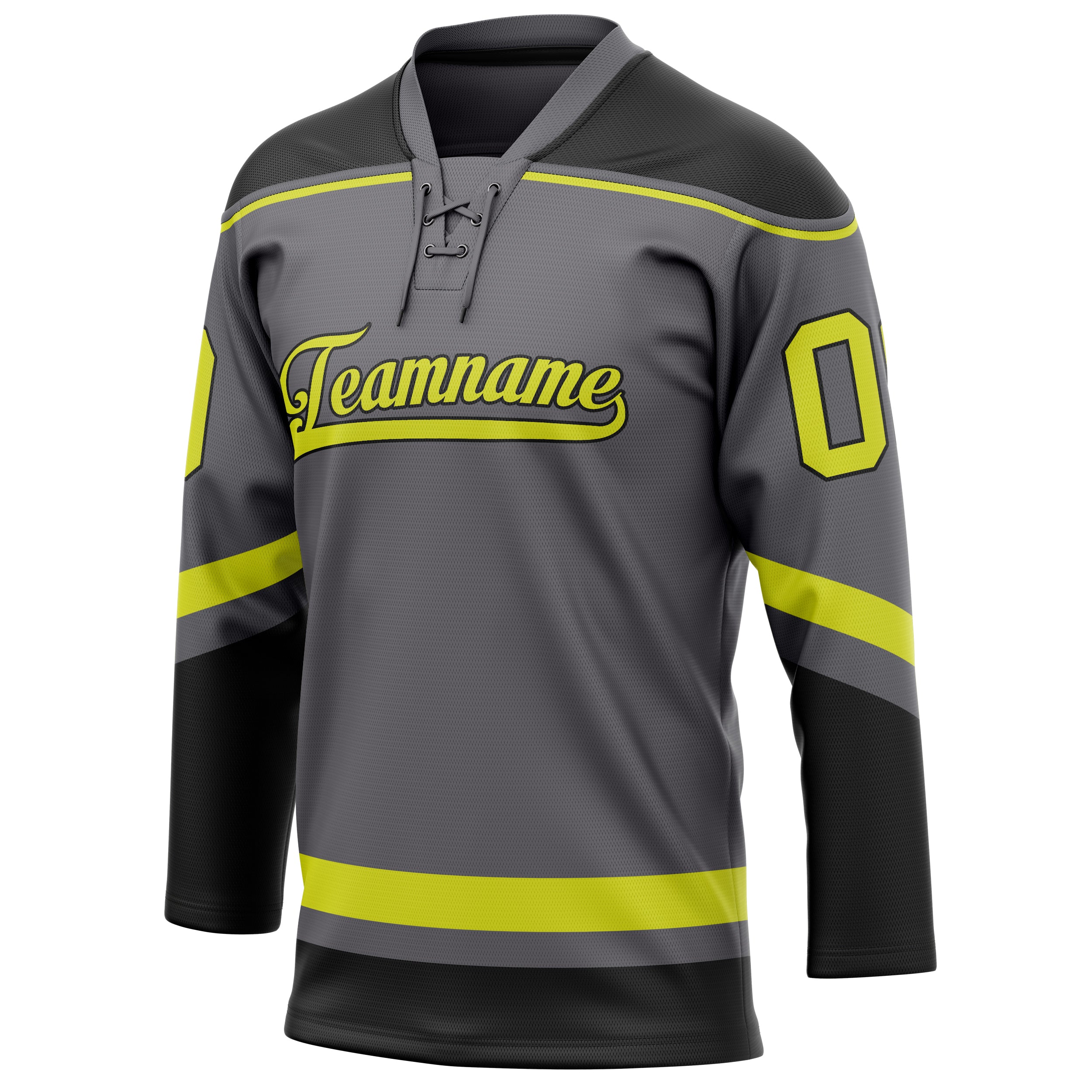 Personalized Steel & Gray Neon Yellow Solid Colour Hockey Jersey