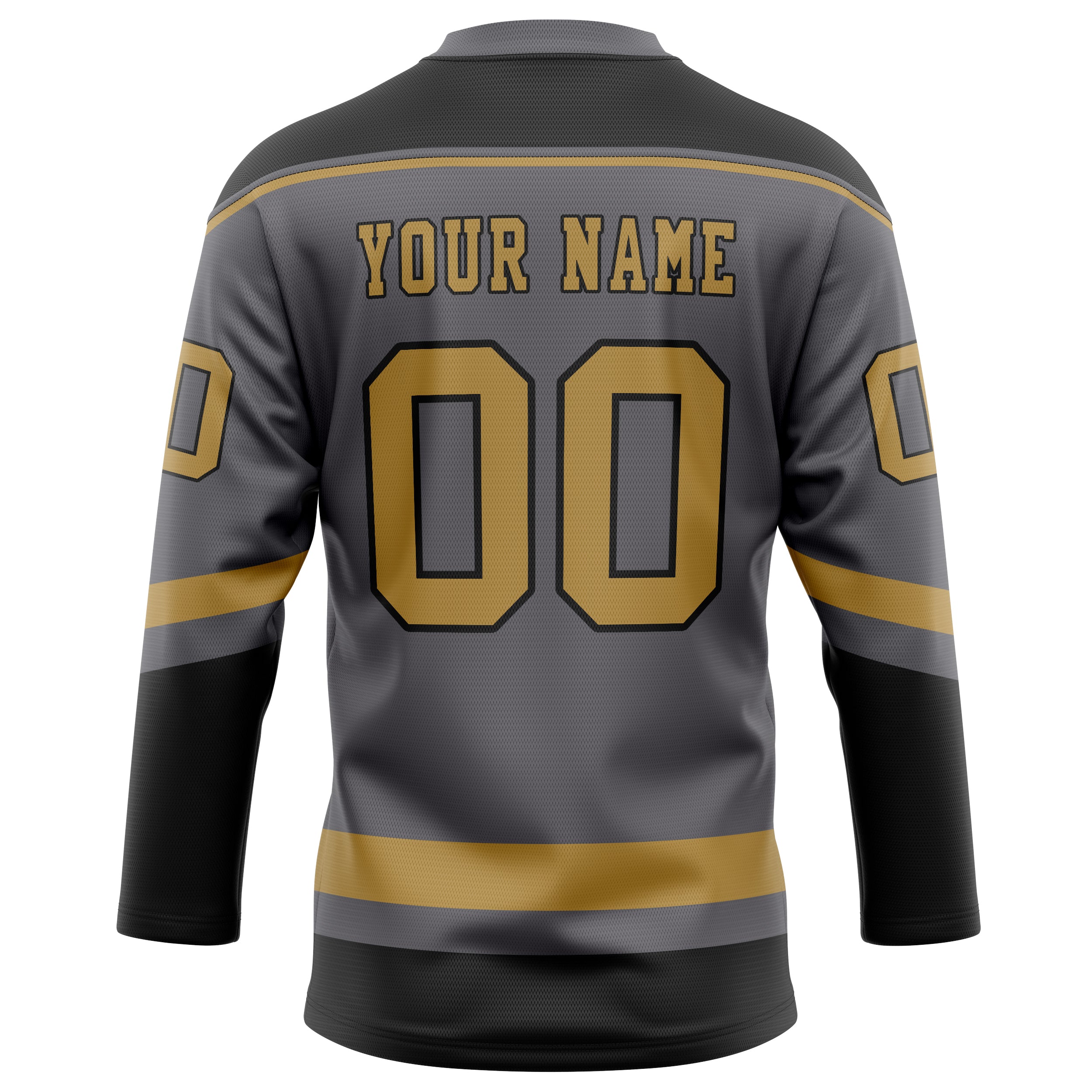 Personalized Steel & Gray Old Gold Solid Colour Hockey Jersey
