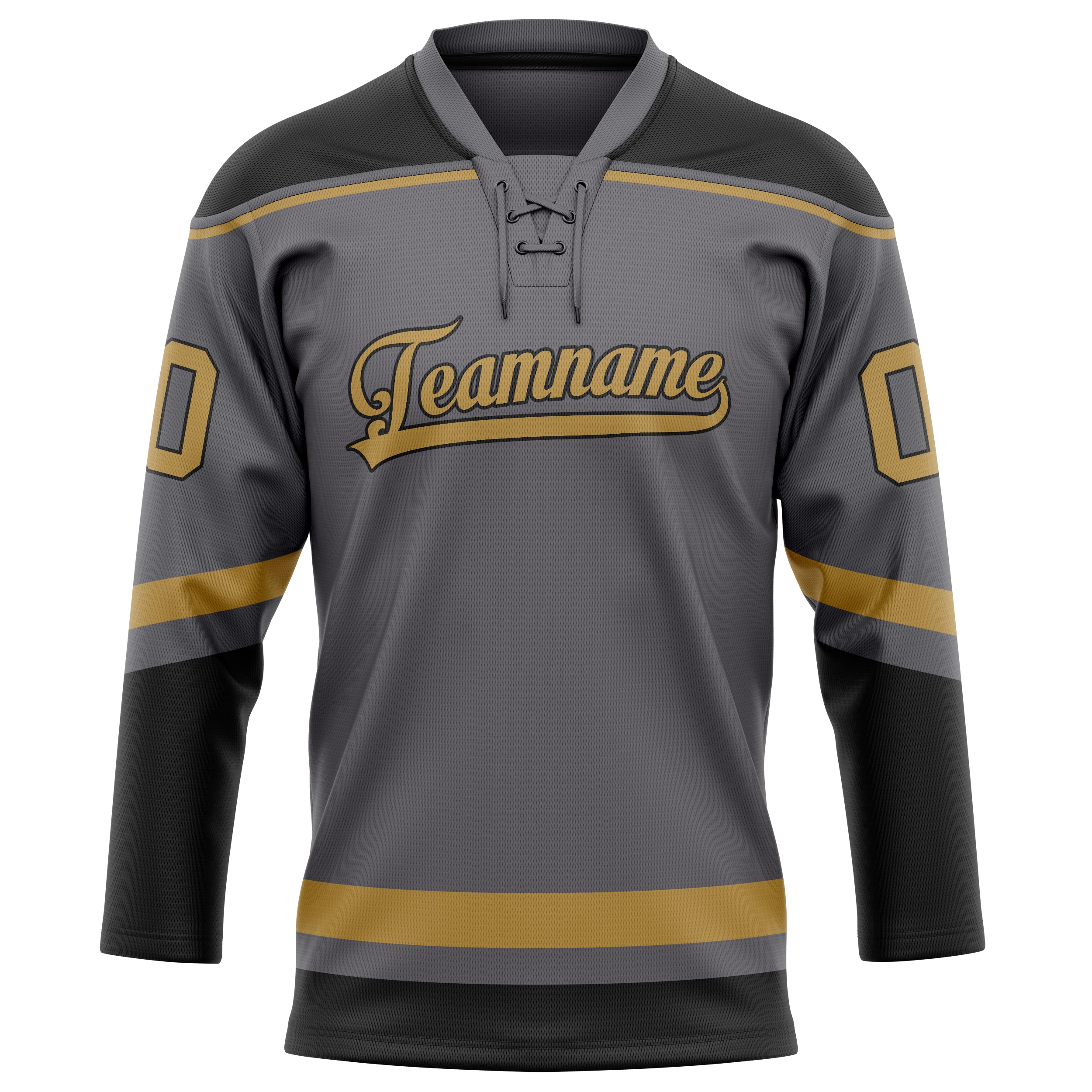 Personalized Steel & Gray Old Gold Solid Colour Hockey Jersey