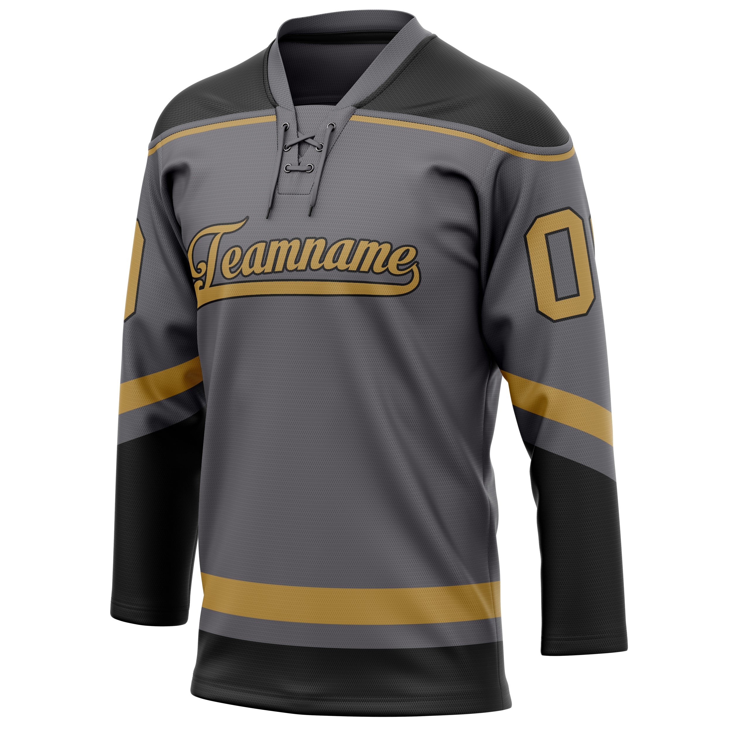 Personalized Steel & Gray Old Gold Solid Colour Hockey Jersey
