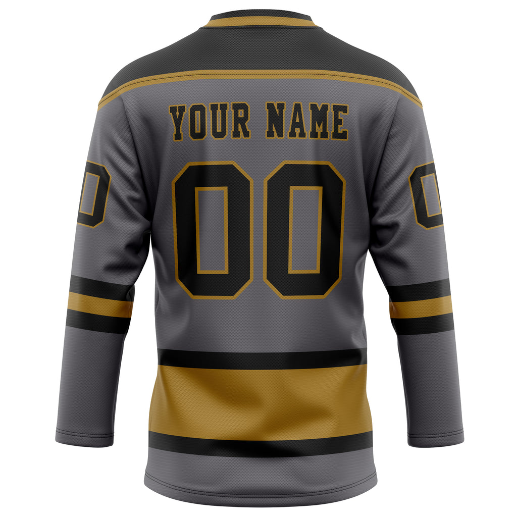 Personalized Steel & Gray Black Solid Colour Hockey Jersey