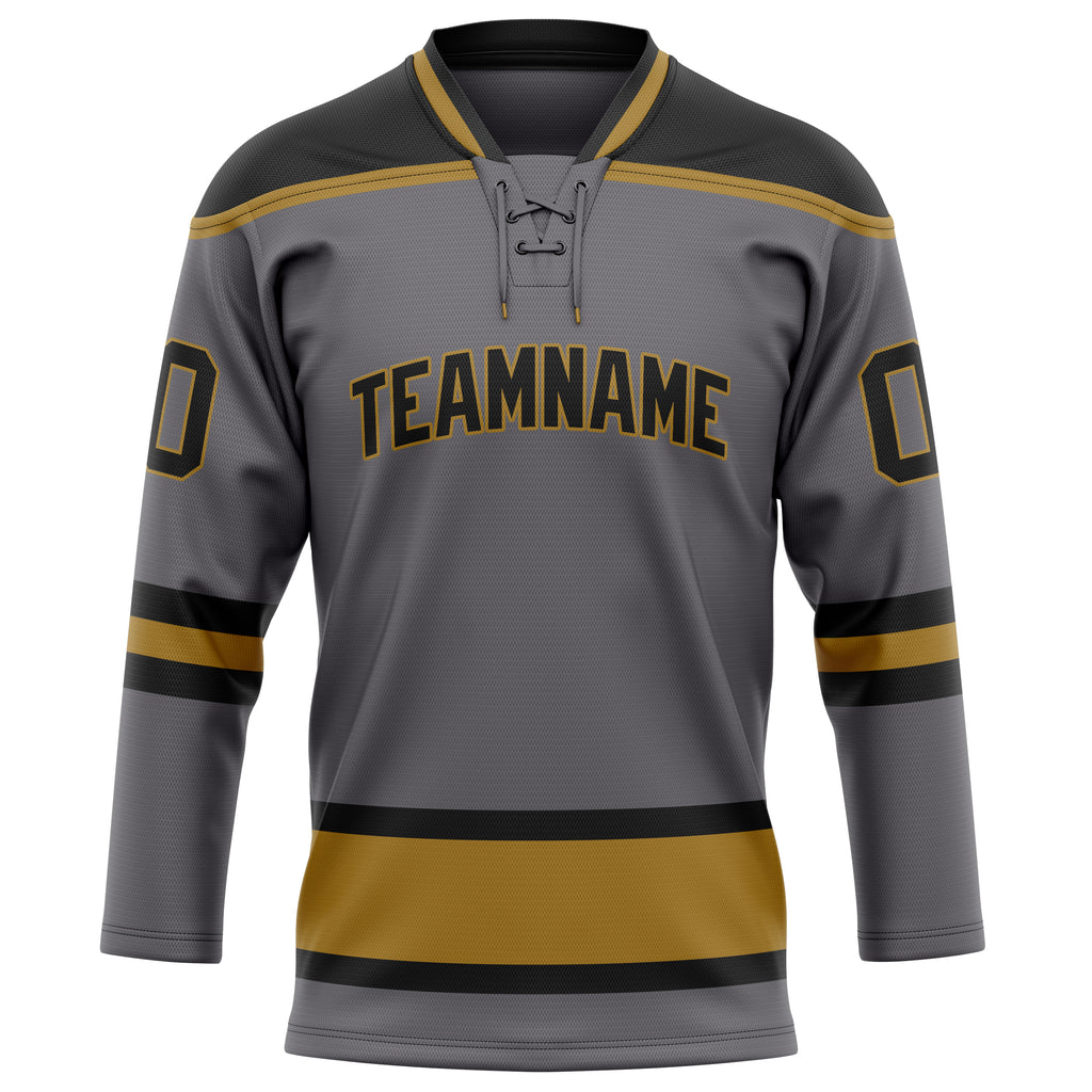 Personalized Steel & Gray Black Solid Colour Hockey Jersey