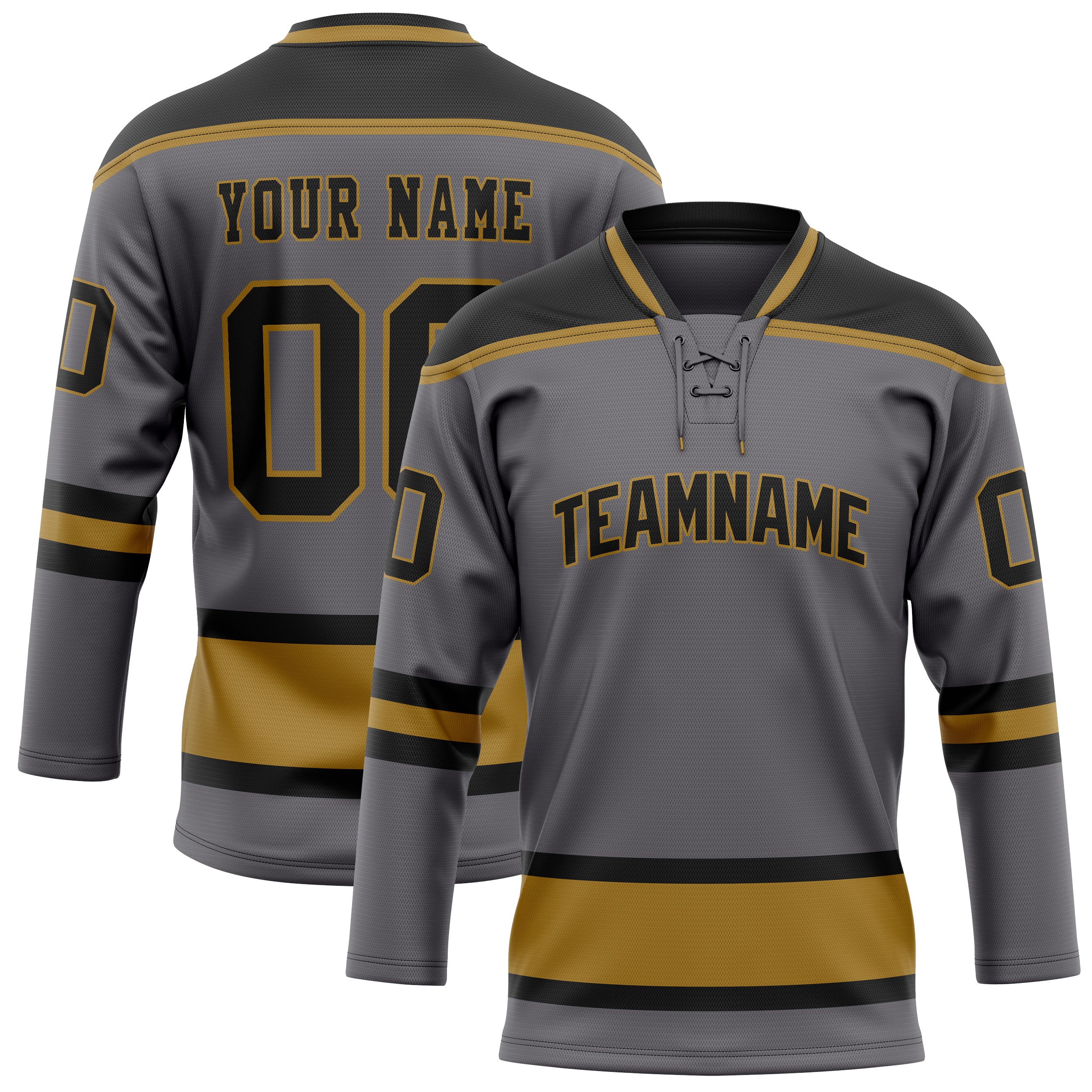 Personalized Steel & Gray Black Solid Colour Hockey Jersey