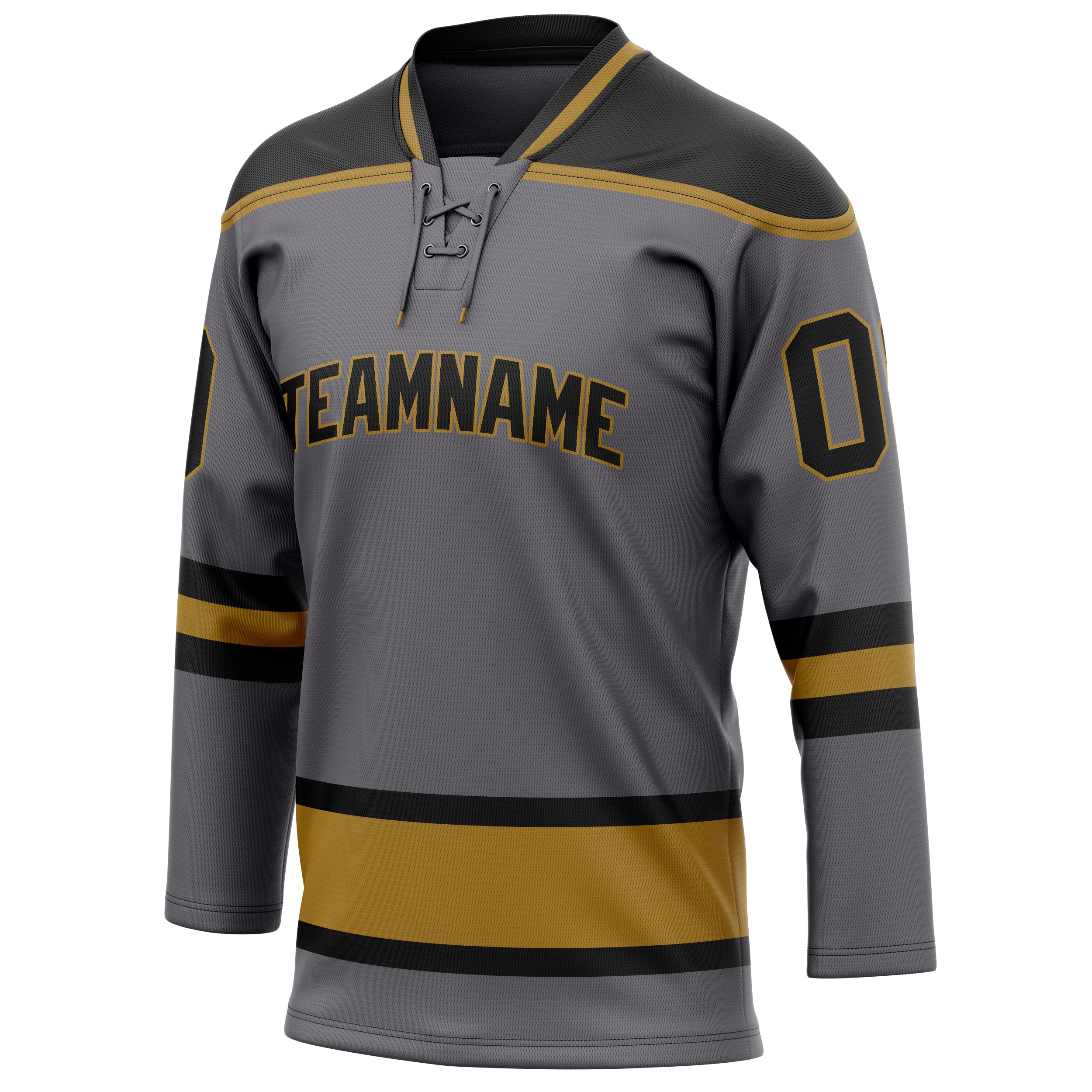 Personalized Steel & Gray Black Solid Colour Hockey Jersey