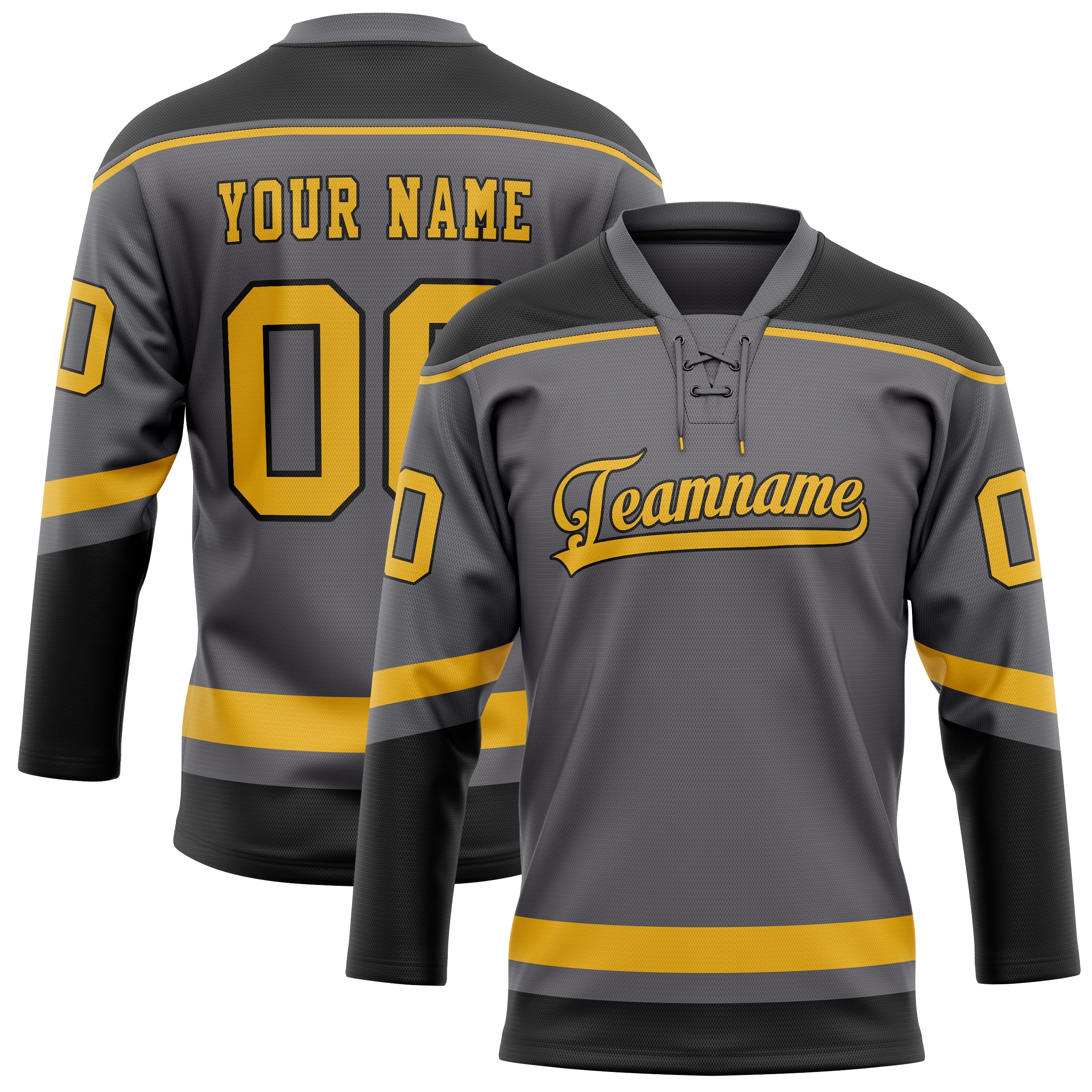 Personalized Steel & Gray Gold Solid Colour Hockey Jersey