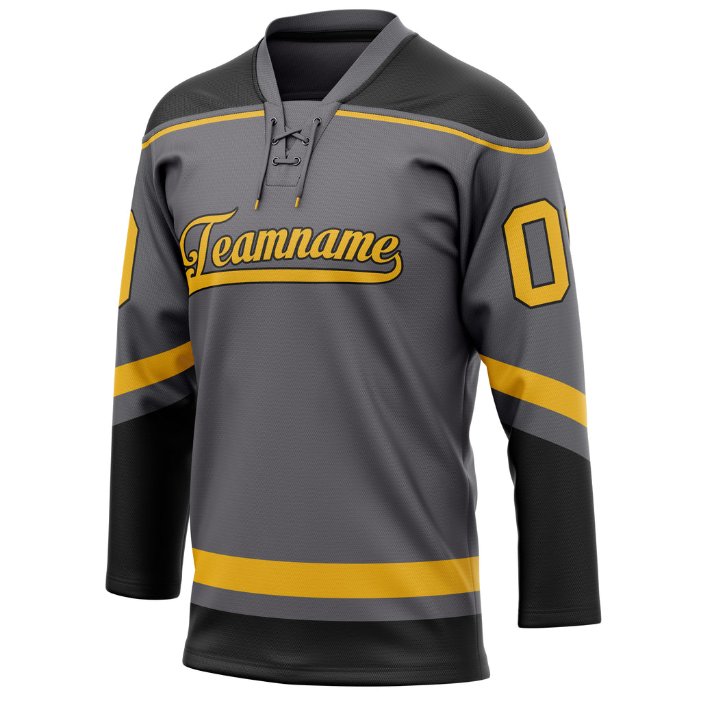 Personalized Steel & Gray Gold Solid Colour Hockey Jersey