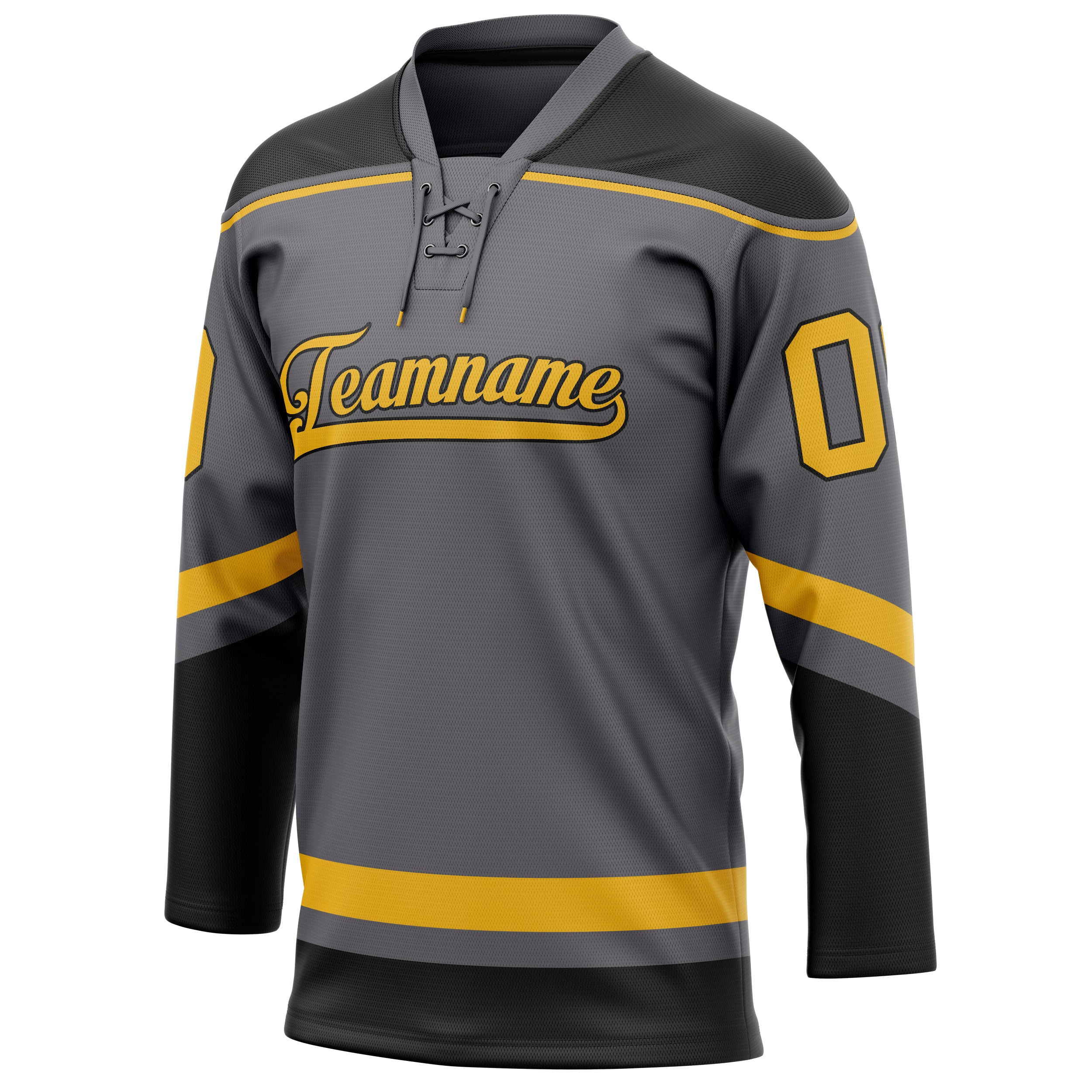 Personalized Steel & Gray Gold Solid Colour Hockey Jersey