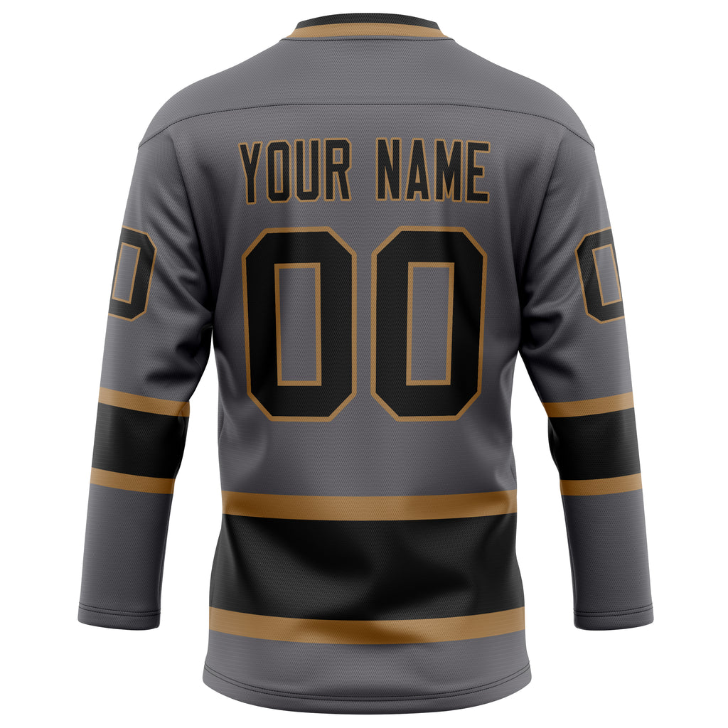 Personalized Steel & Gray Black Solid Colour Hockey Jersey