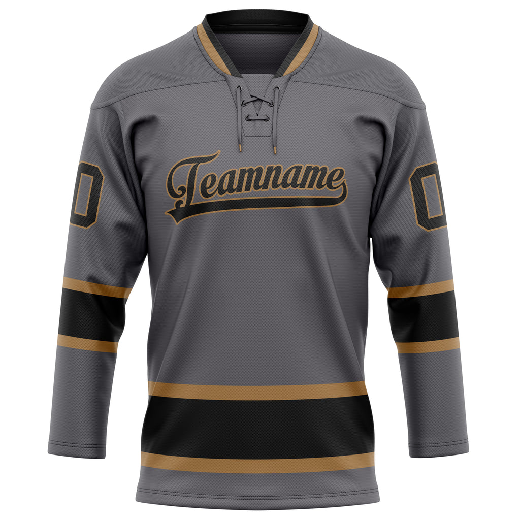 Personalized Steel & Gray Black Solid Colour Hockey Jersey
