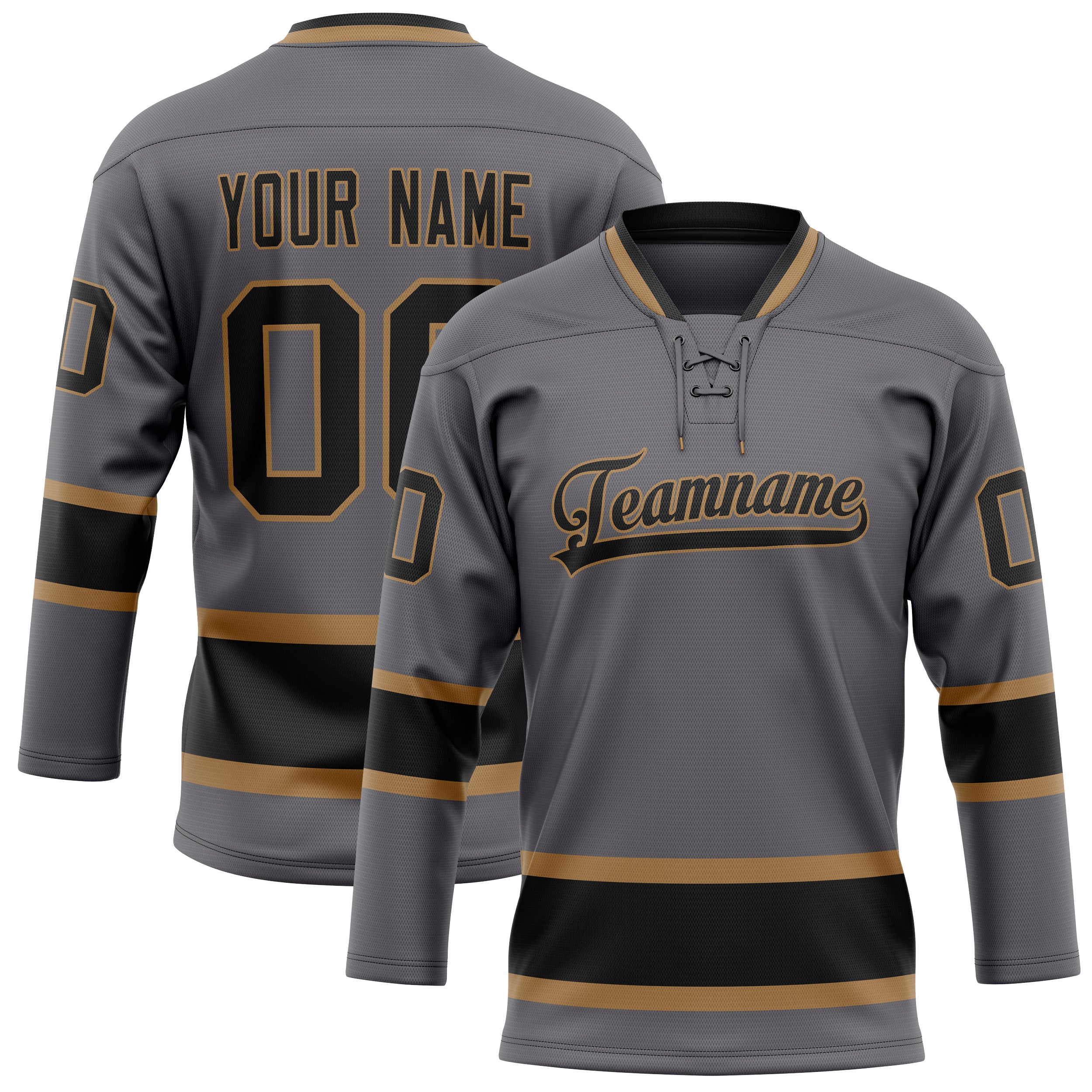 Personalized Steel & Gray Black Solid Colour Hockey Jersey