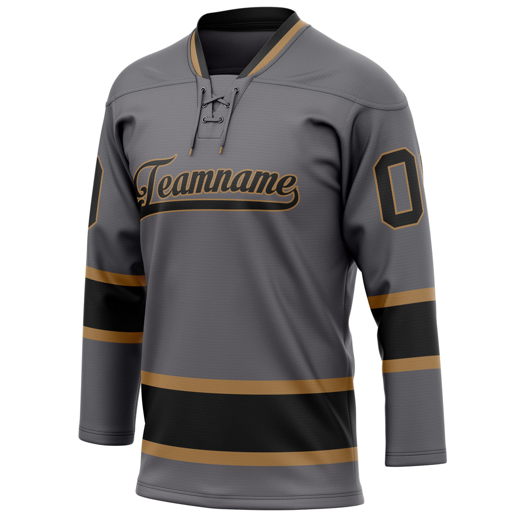 Personalized Steel & Gray Black Solid Colour Hockey Jersey