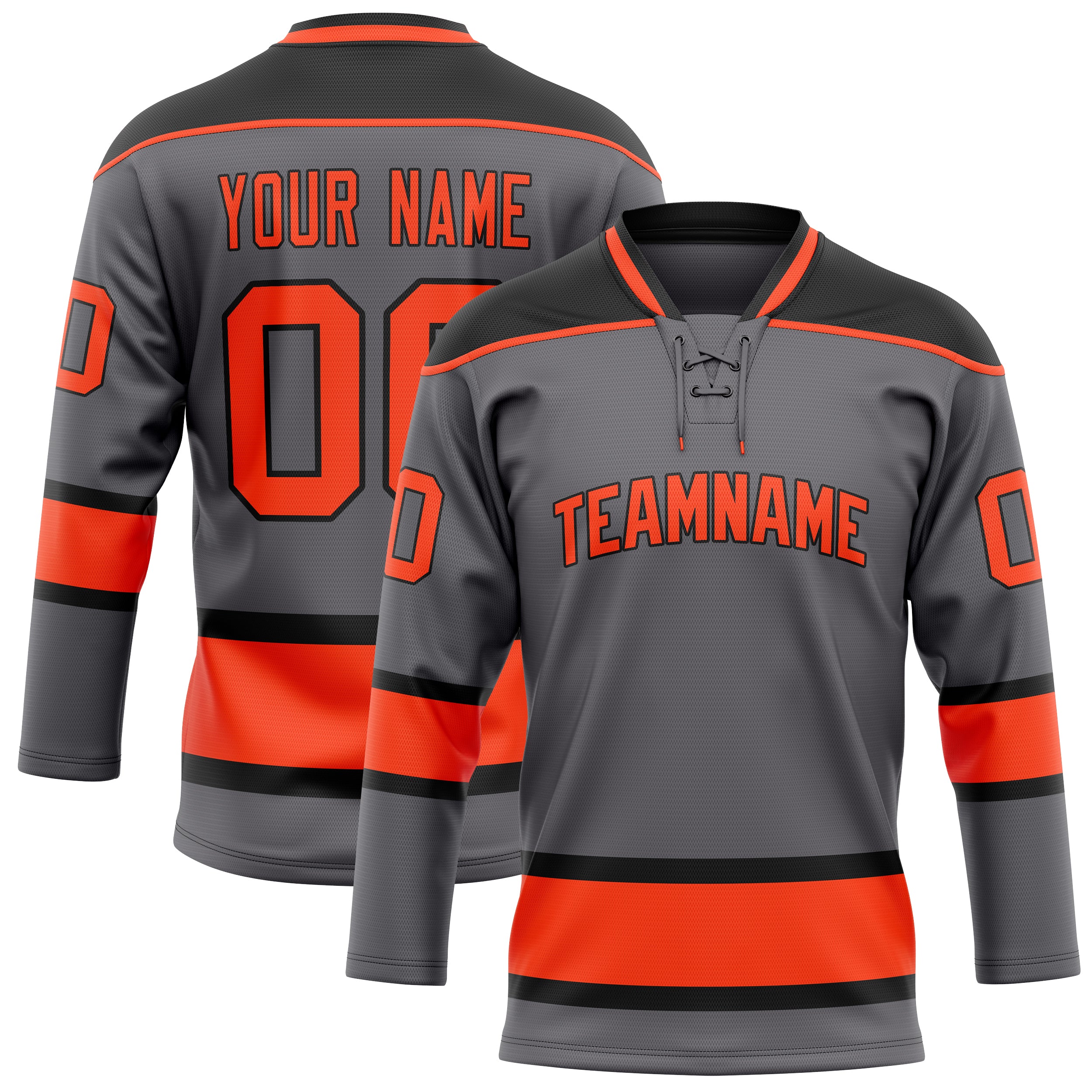 Personalized Steel & Gray Red Solid Colour Hockey Jersey