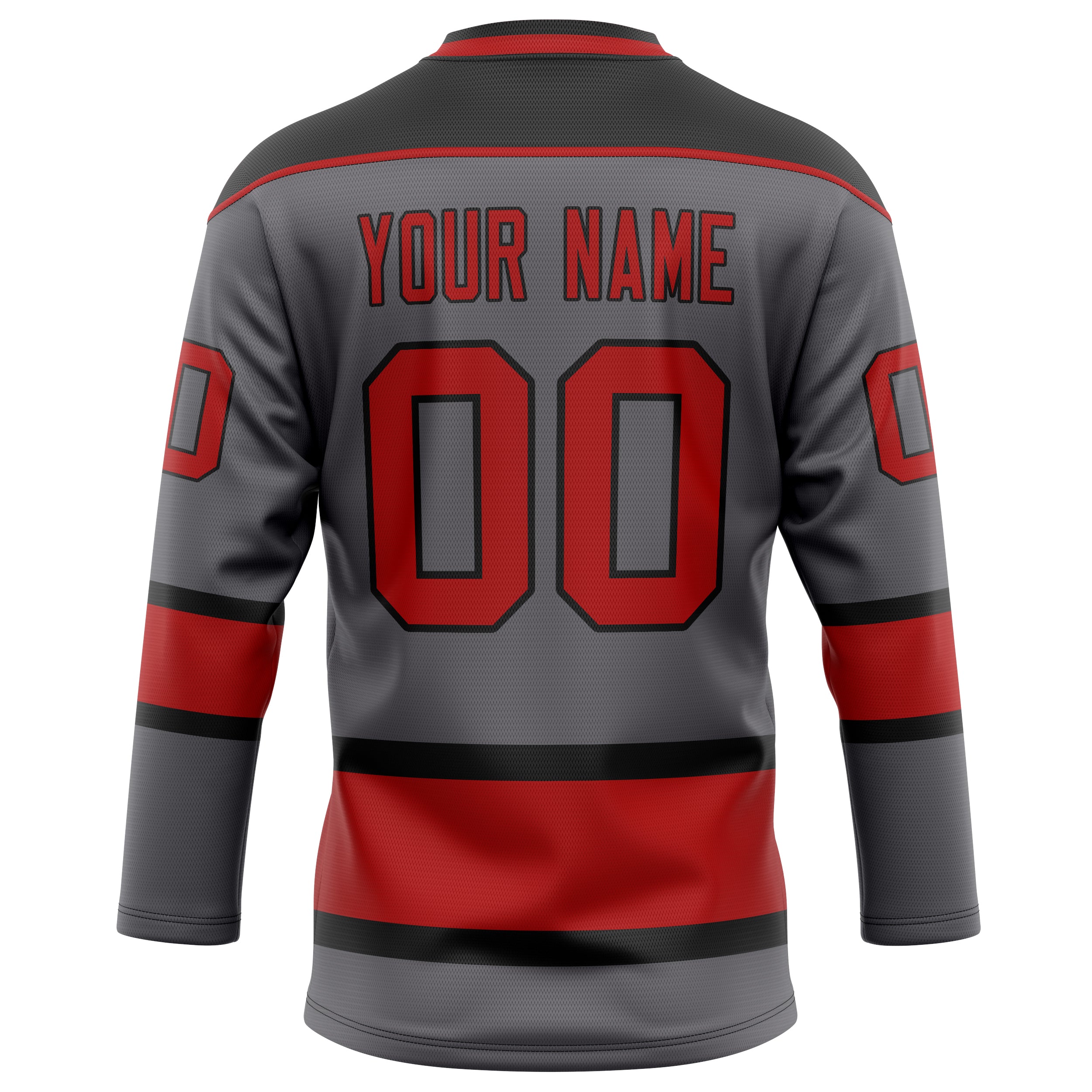 Personalized Steel & Gray Red Solid Colour Hockey Jersey