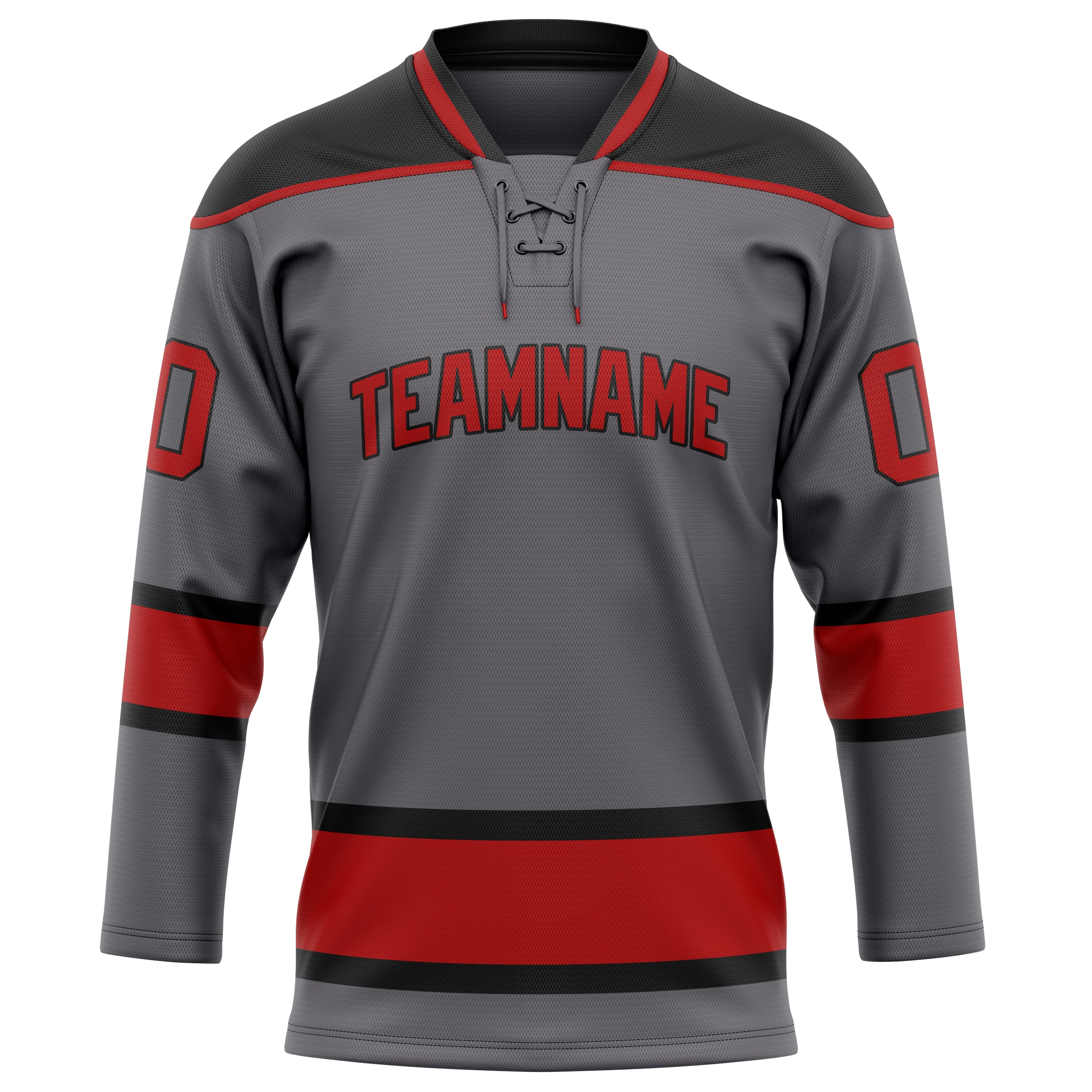 Personalized Steel & Gray Red Solid Colour Hockey Jersey