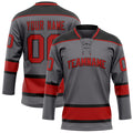Personalized Steel & Gray Red Solid Colour Hockey Jersey