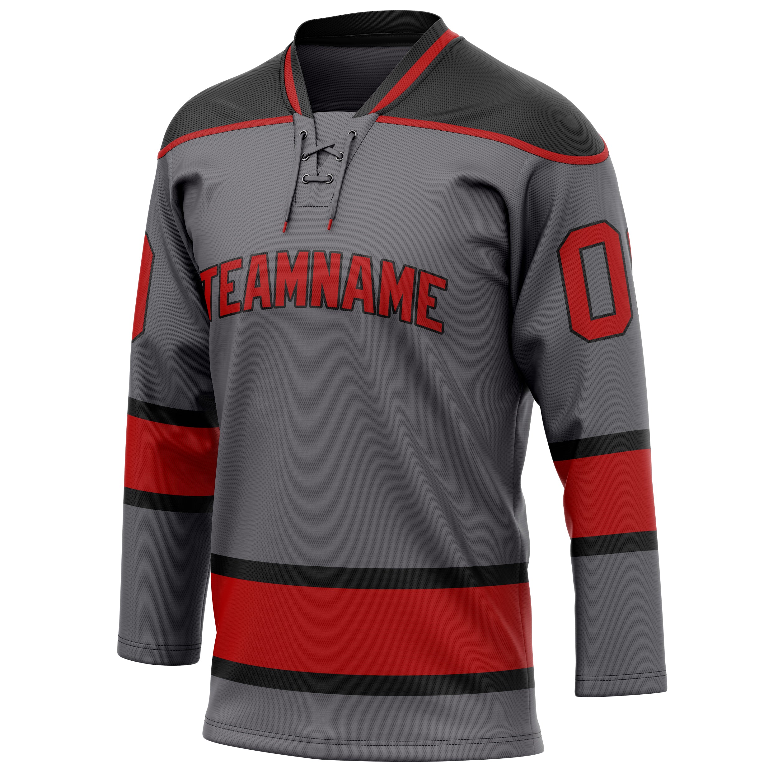 Personalized Steel & Gray Red Solid Colour Hockey Jersey