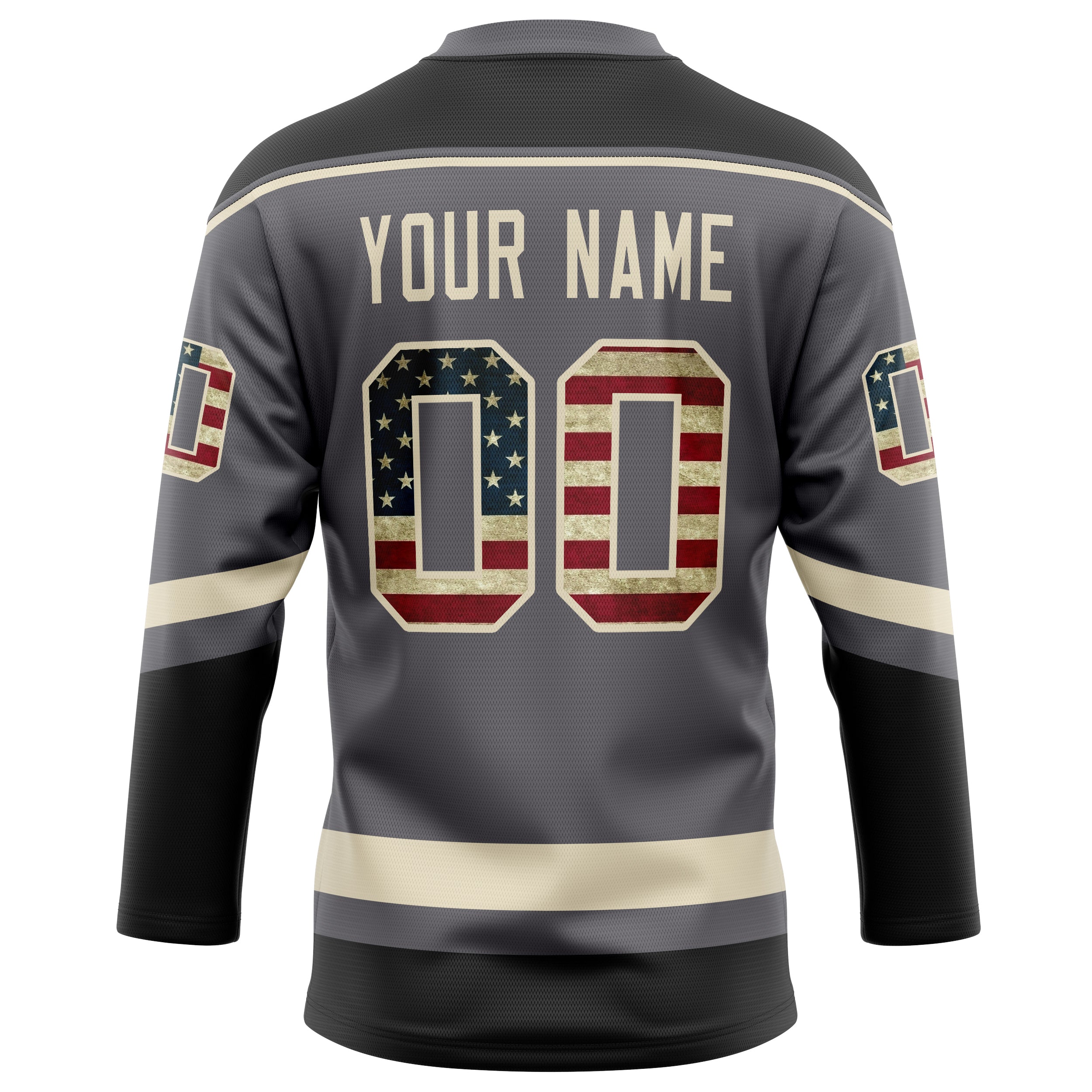 Personalized Steel & Gray Cream Solid Colour Hockey Jersey