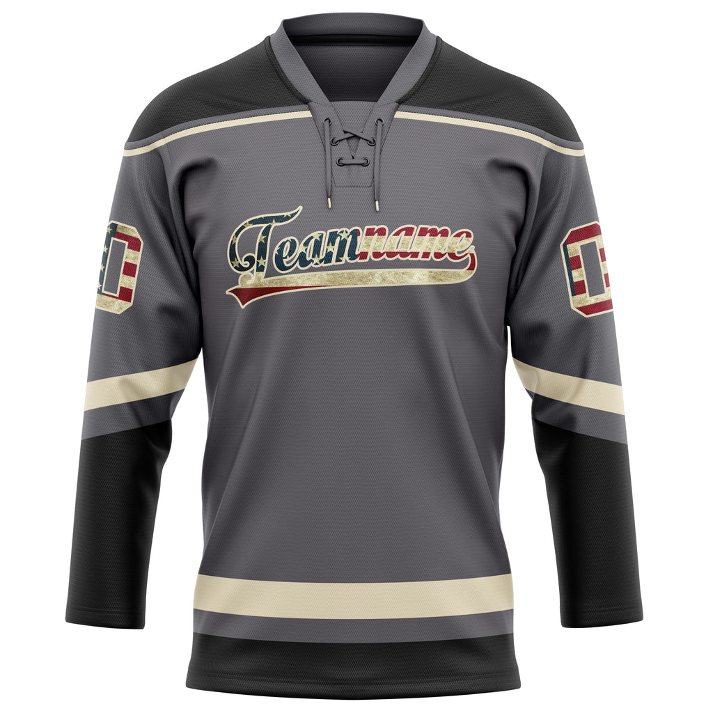Personalized Steel & Gray Cream Solid Colour Hockey Jersey