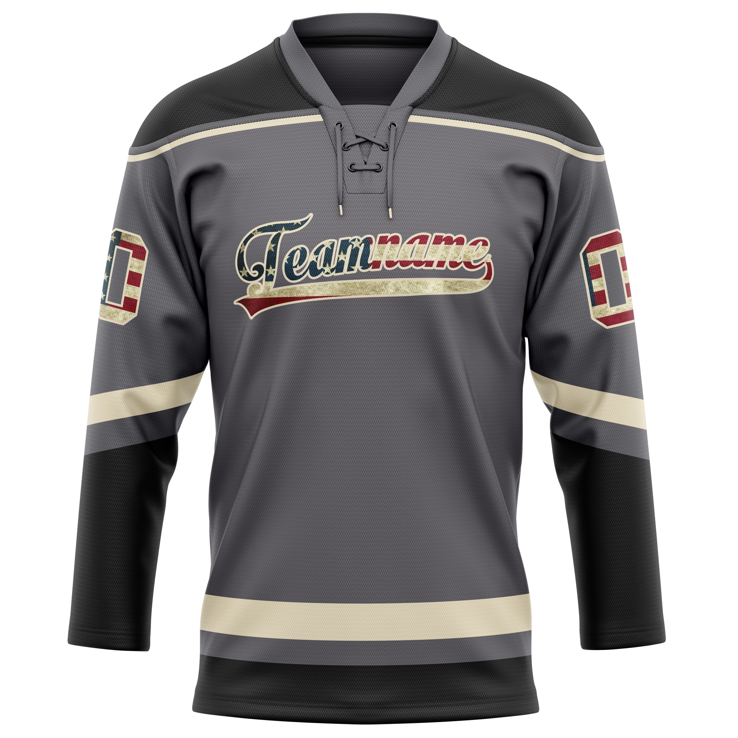 Personalized Steel & Gray Cream Solid Colour Hockey Jersey