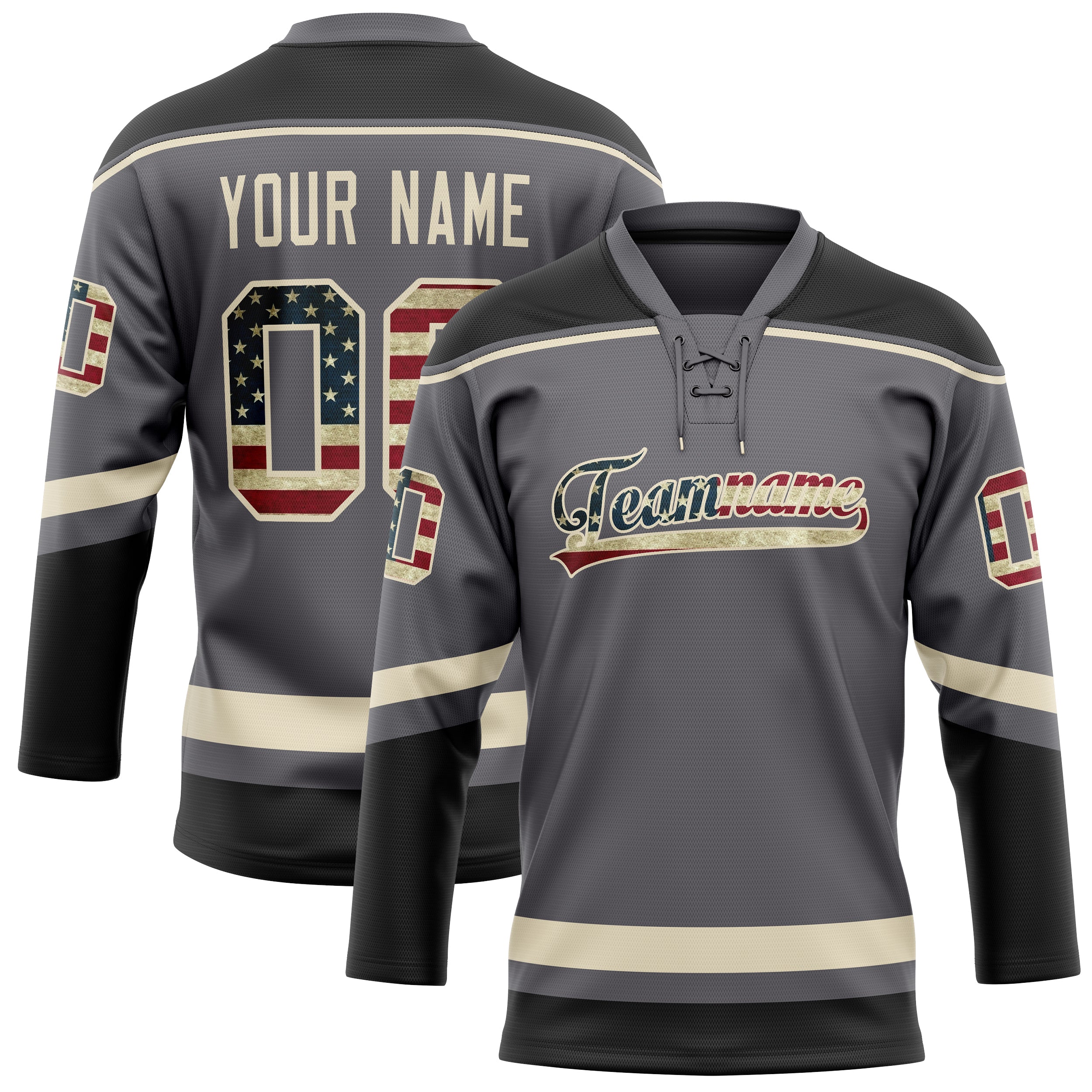 Personalized Steel & Gray Cream Solid Colour Hockey Jersey