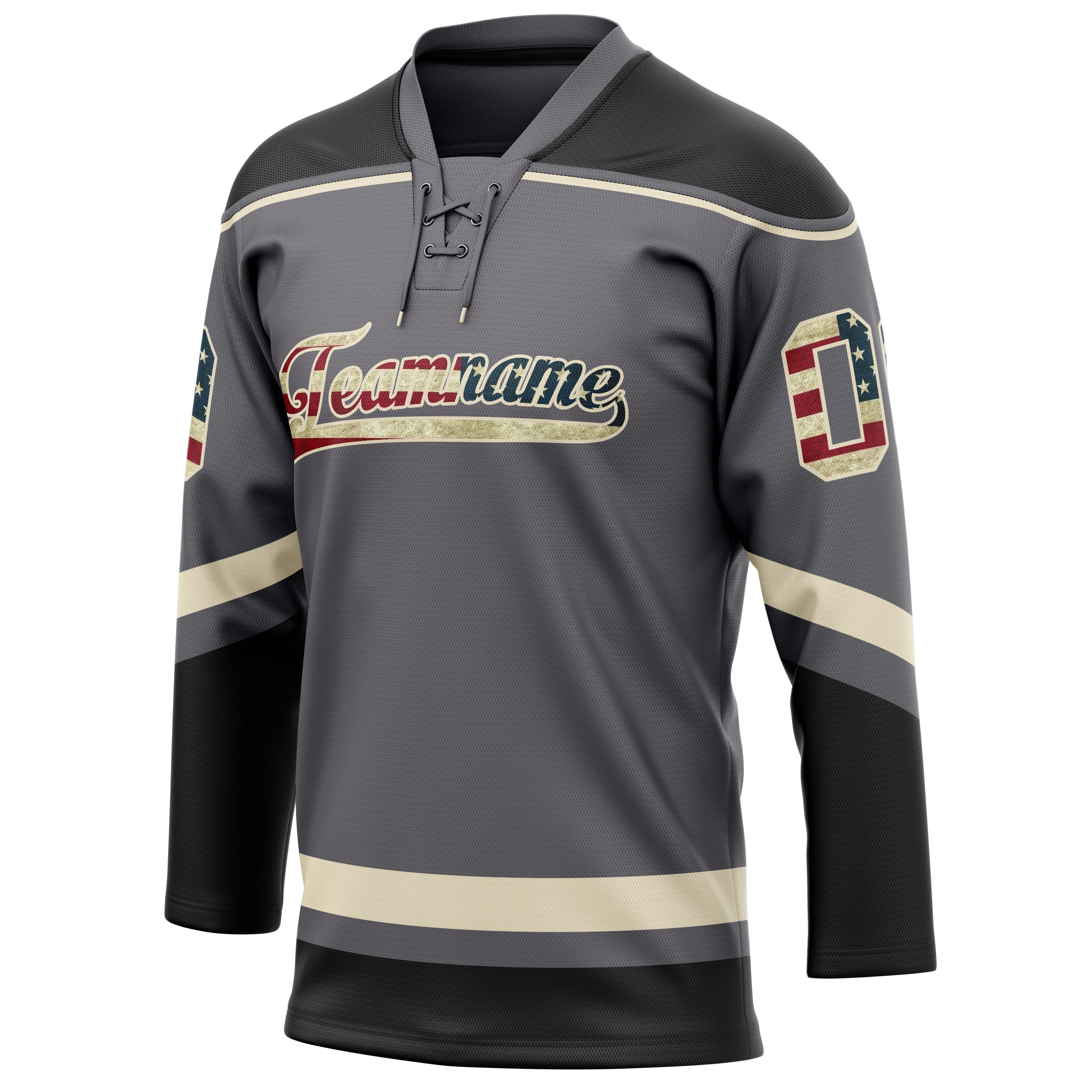 Personalized Steel & Gray Cream Solid Colour Hockey Jersey