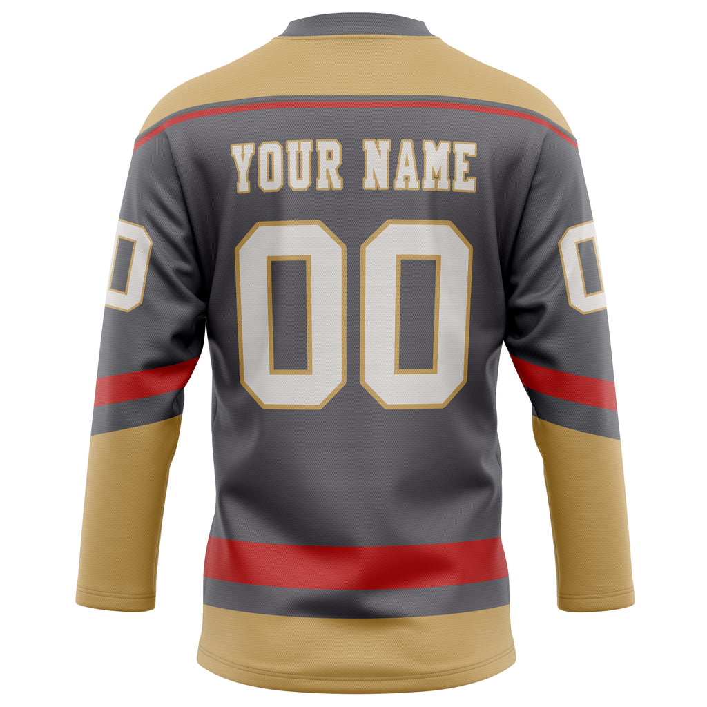 Personalized Steel & Gray Old Gold Solid Colour Hockey Jersey