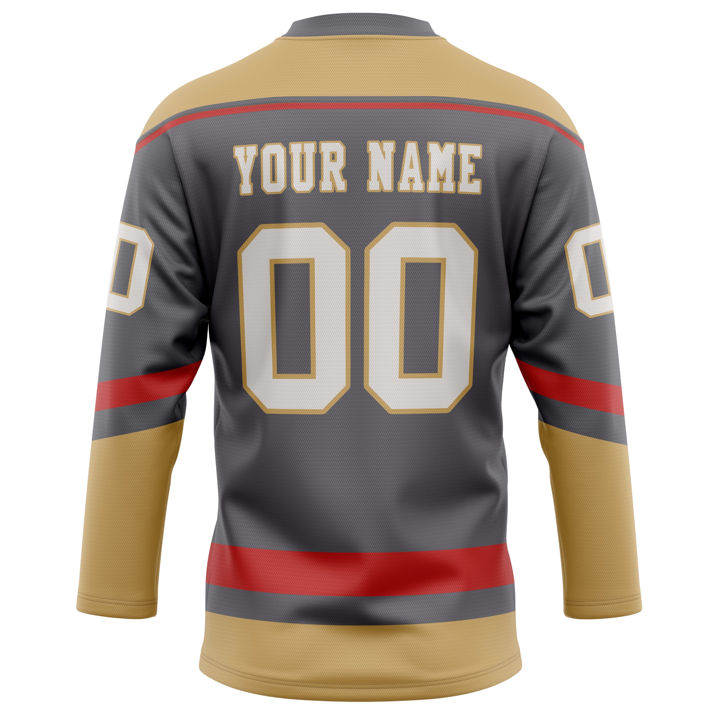 Personalized Steel & Gray Old Gold Solid Colour Hockey Jersey