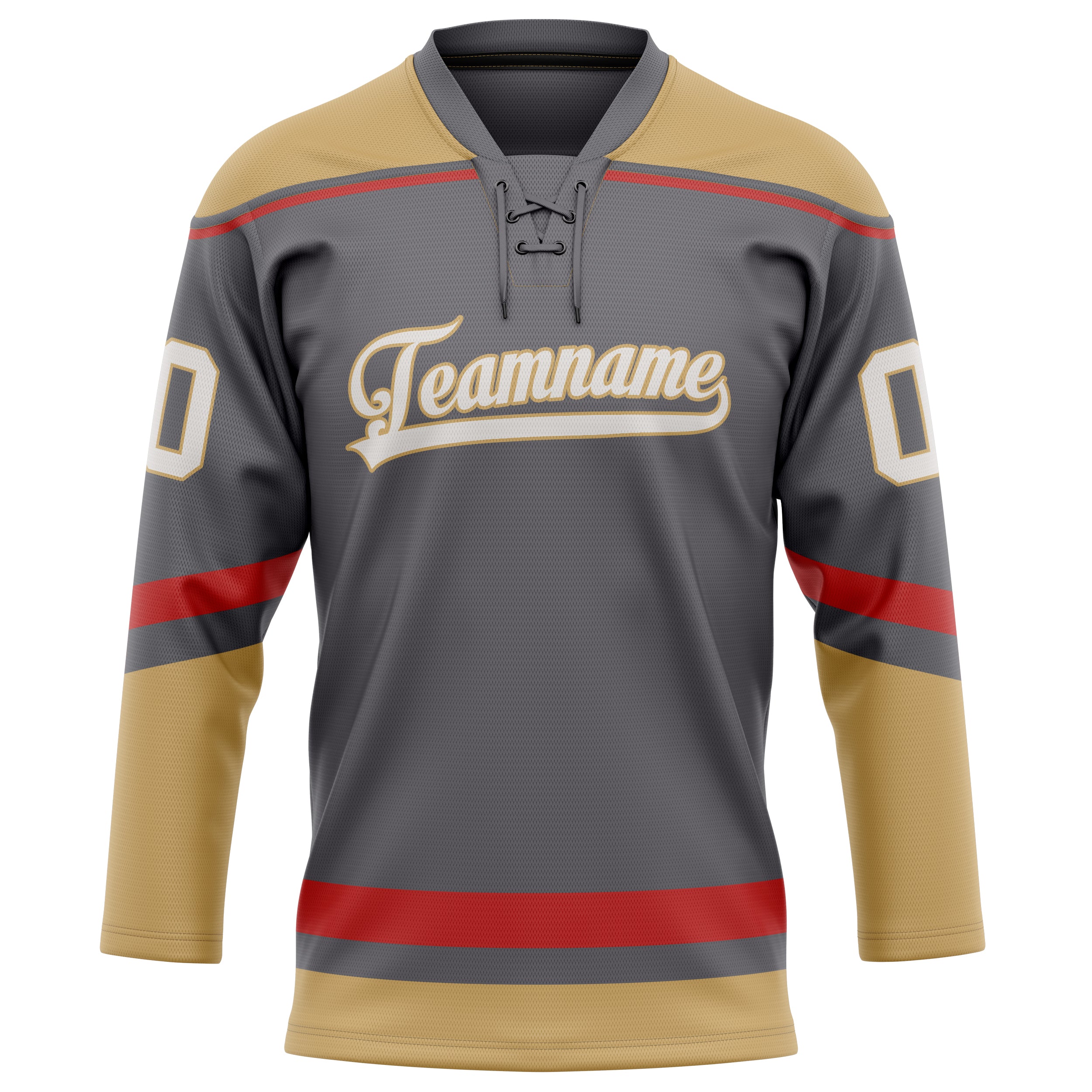 Personalized Steel & Gray Old Gold Solid Colour Hockey Jersey
