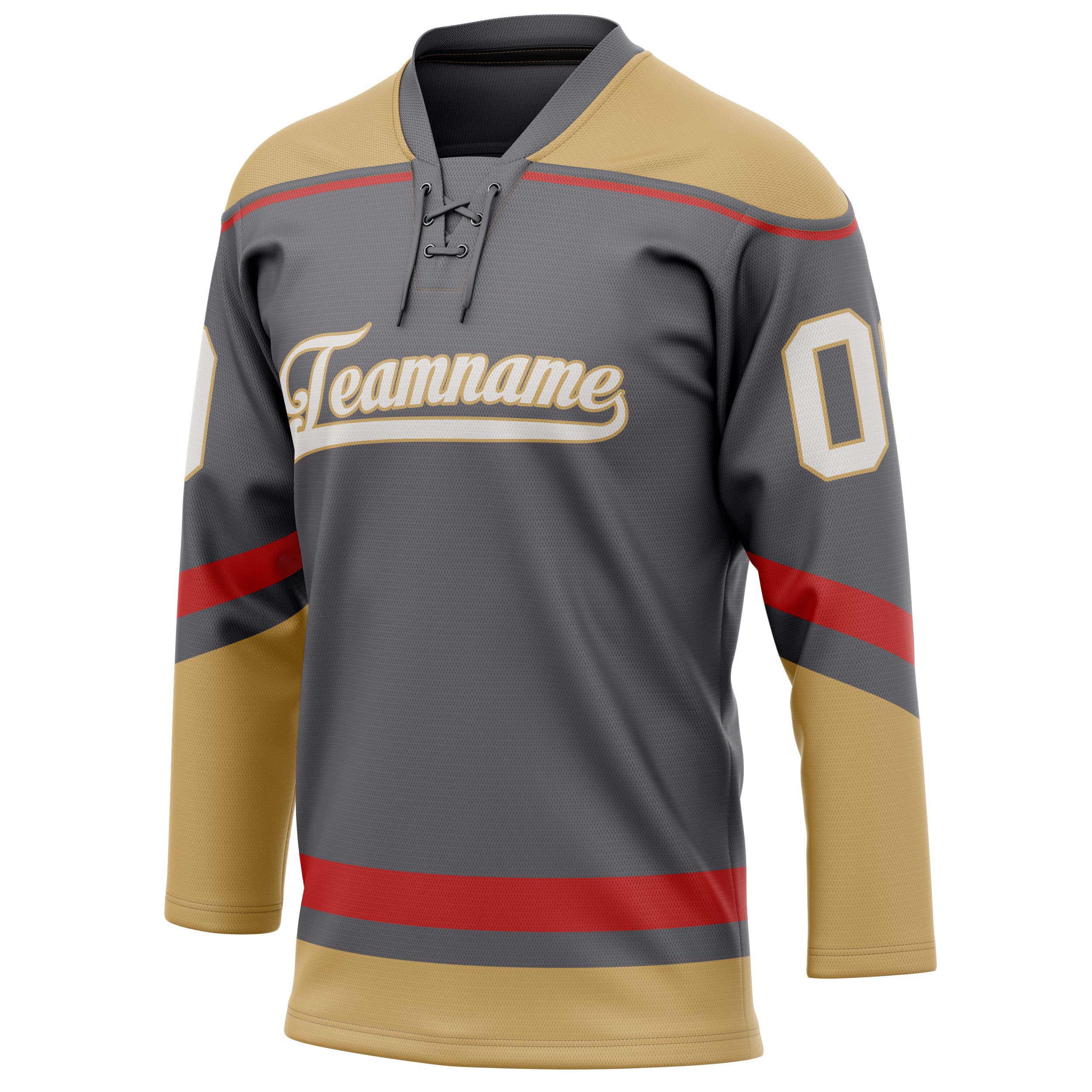 Personalized Steel & Gray Old Gold Solid Colour Hockey Jersey