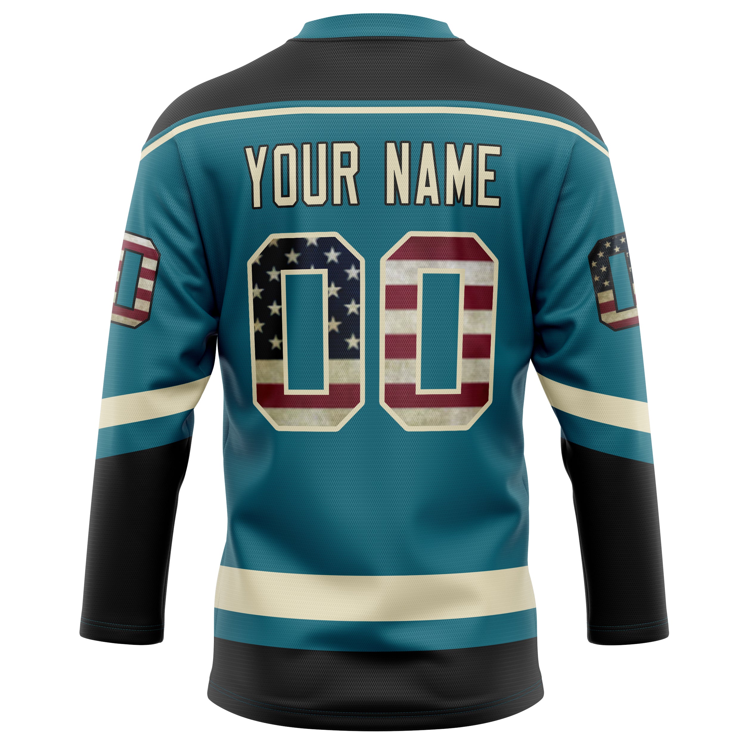 Personalized Teal & Black Solid Colour Hockey Jersey