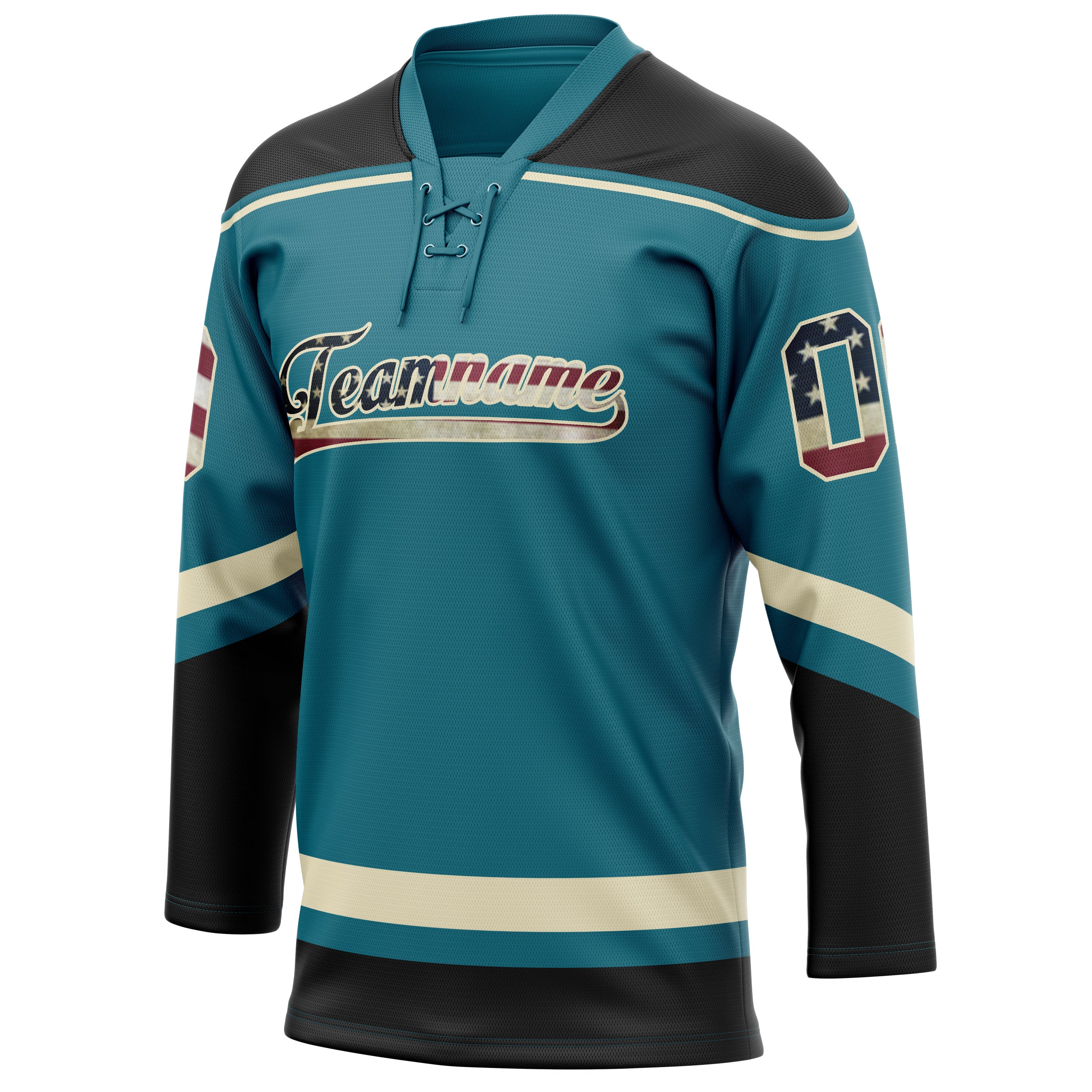 Personalized Teal & Black Solid Colour Hockey Jersey