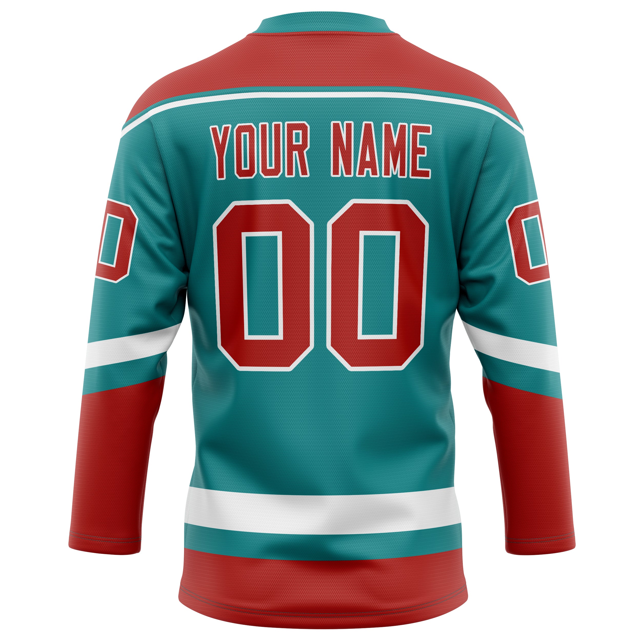 Personalized Teal & Red Solid Colour Hockey Jersey