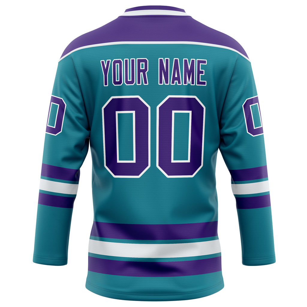 Personalized Teal & Purple Solid Colour Hockey Jersey