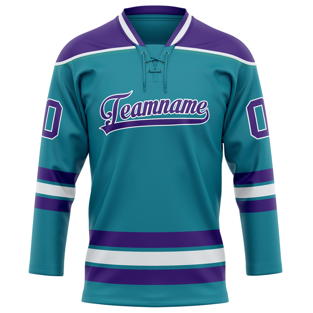 Personalized Teal & Purple Solid Colour Hockey Jersey
